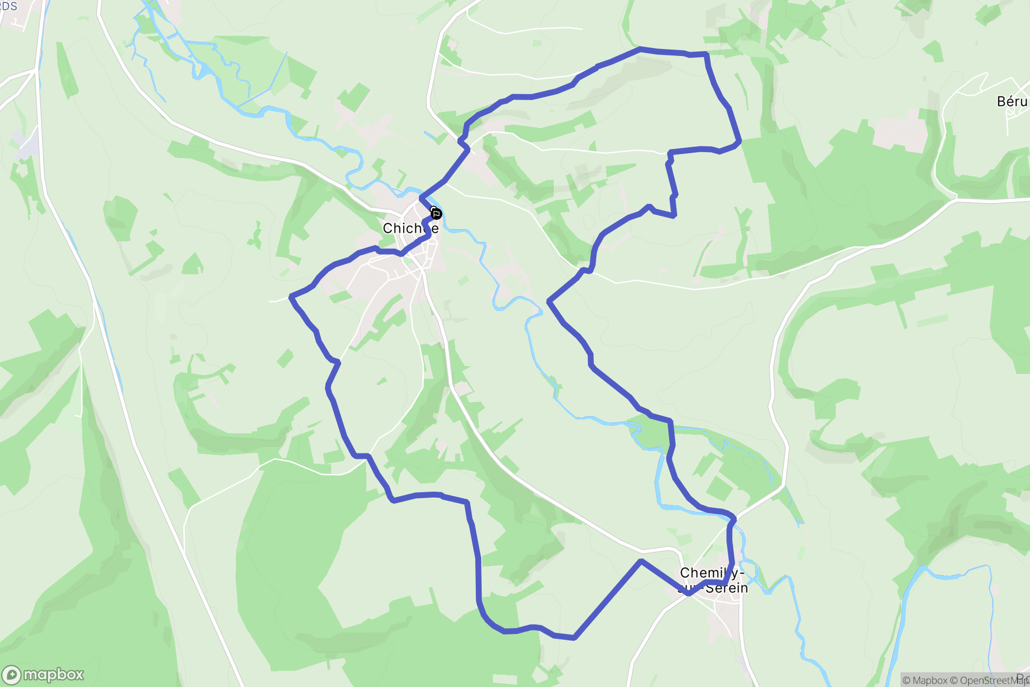 Chichée : carte du parcours de randonnée - France