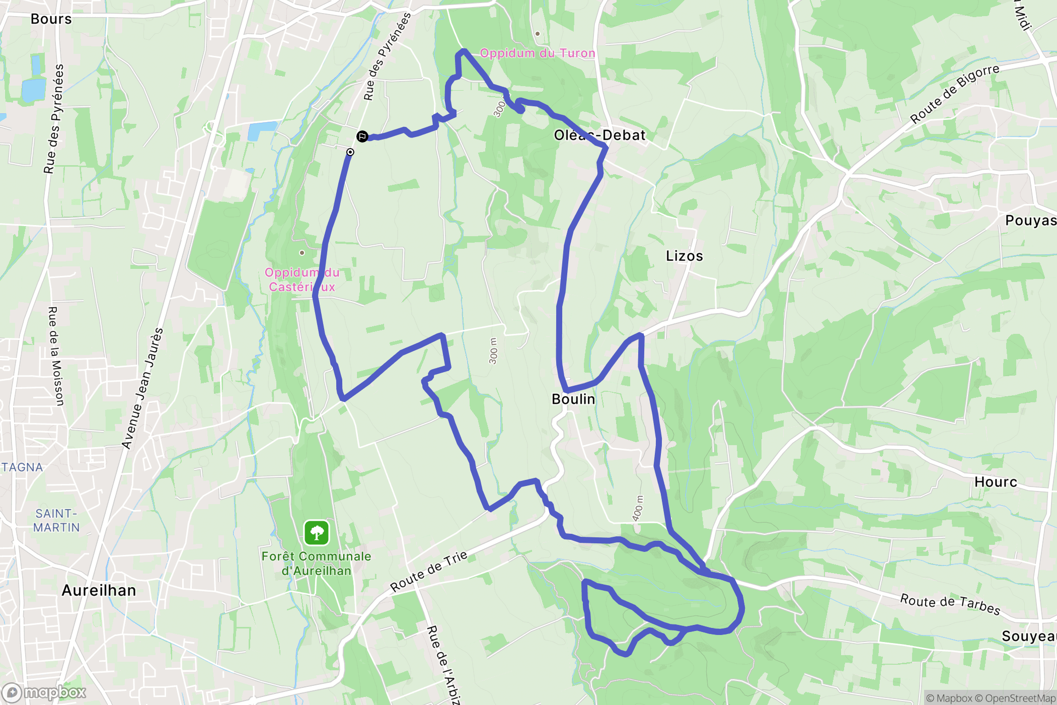 Orleix : carte du parcours de randonnée - France