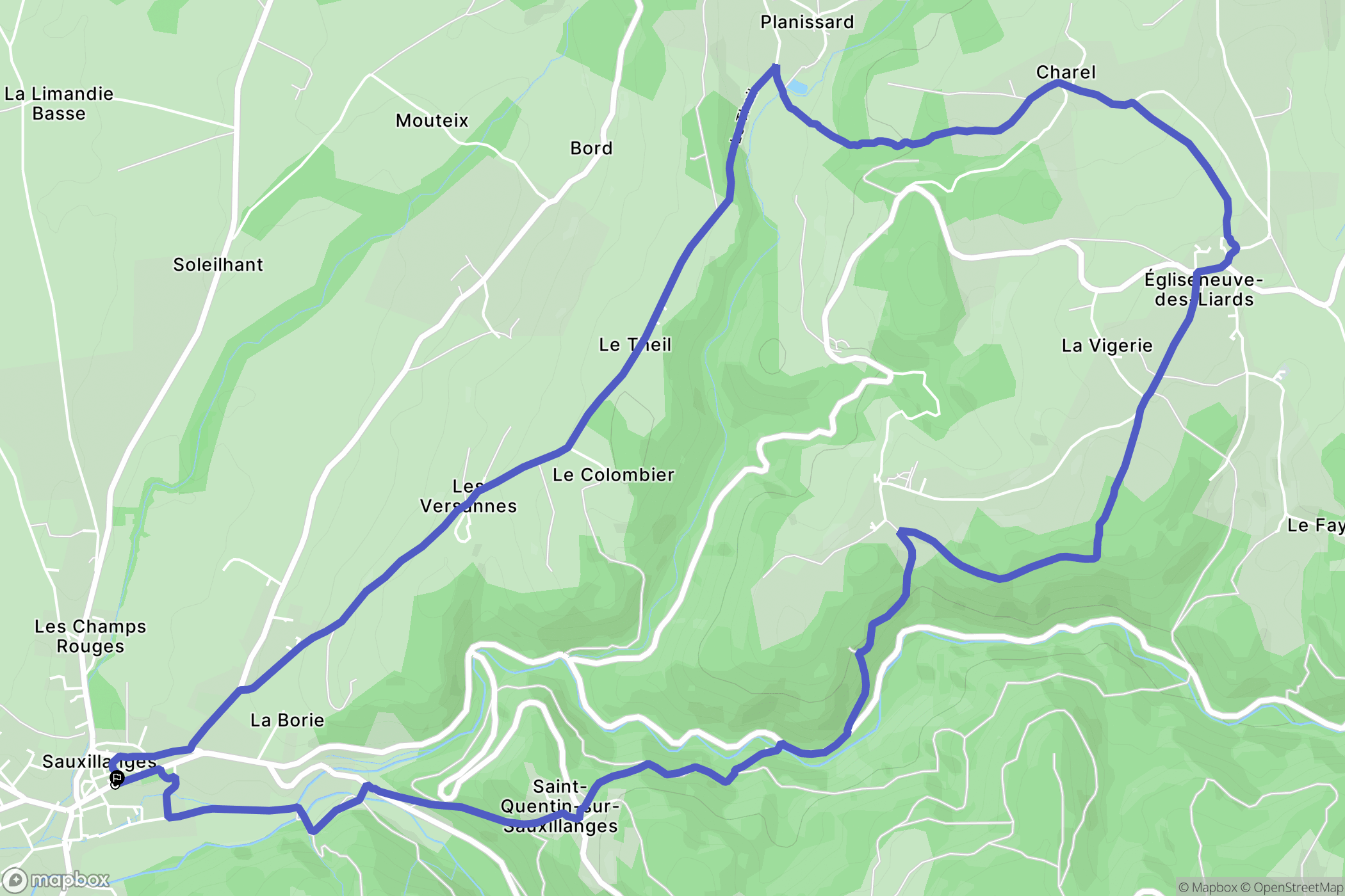 Sauxillanges : carte du parcours de randonnée - France