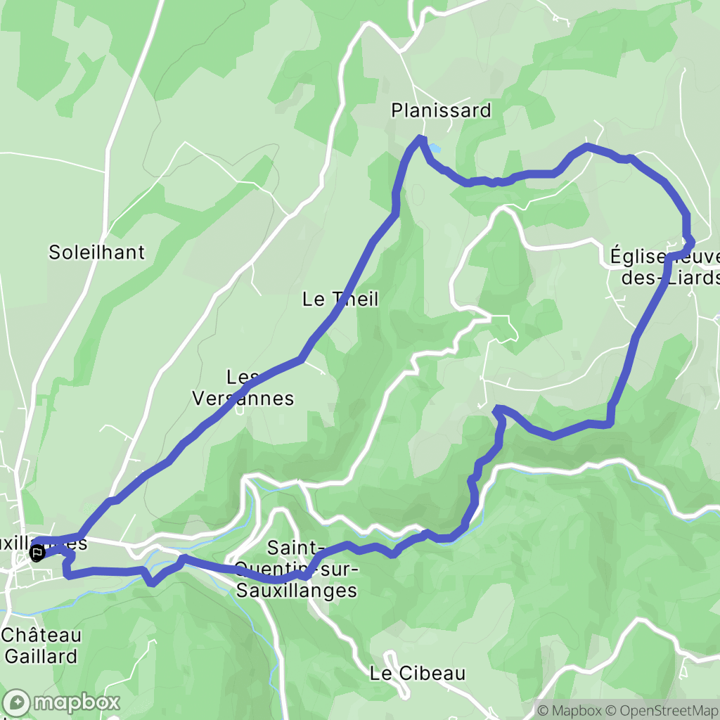 Sauxillanges : carte du parcours de randonnée - France