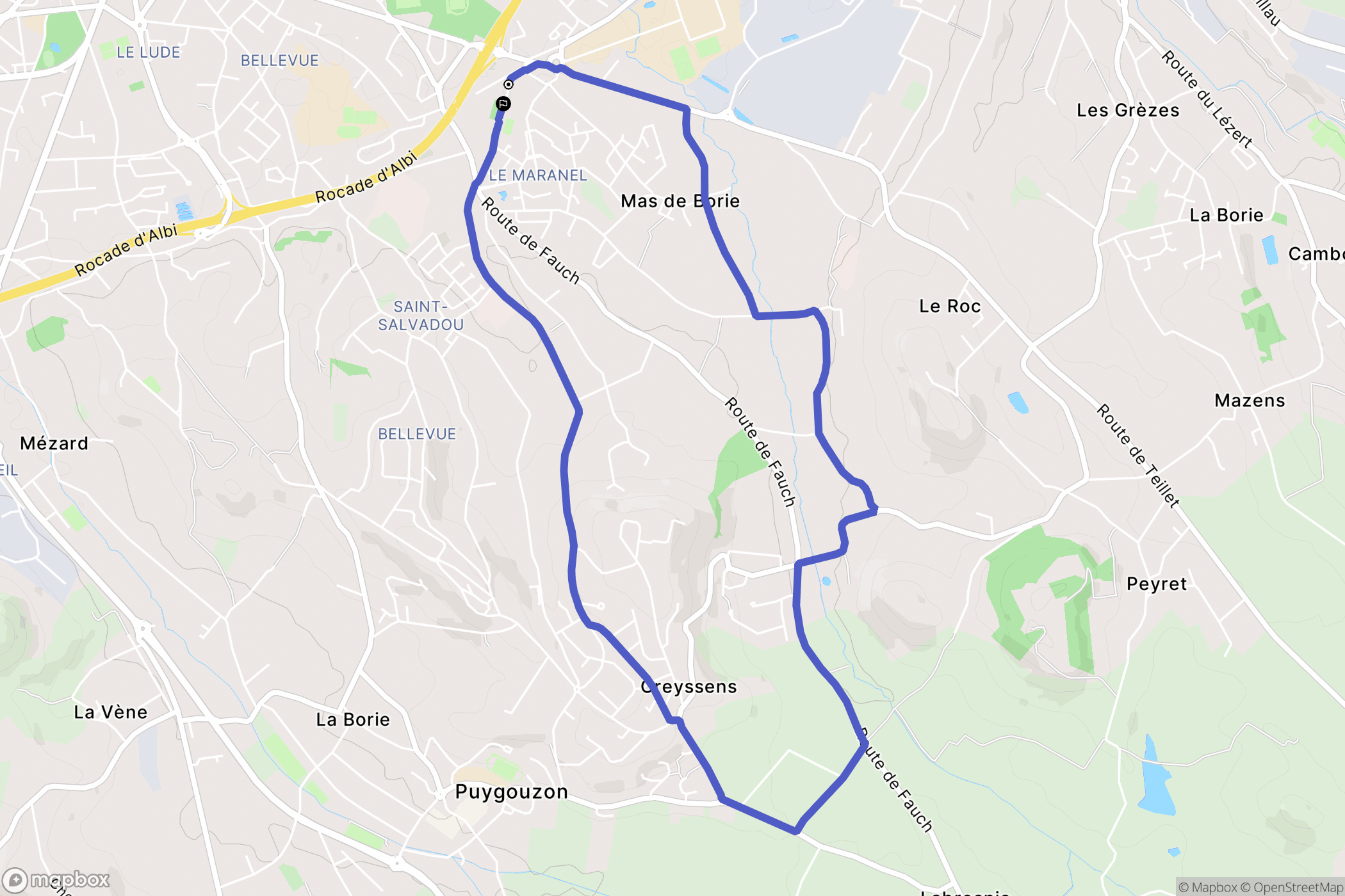 Albi : carte du parcours de randonnée - France
