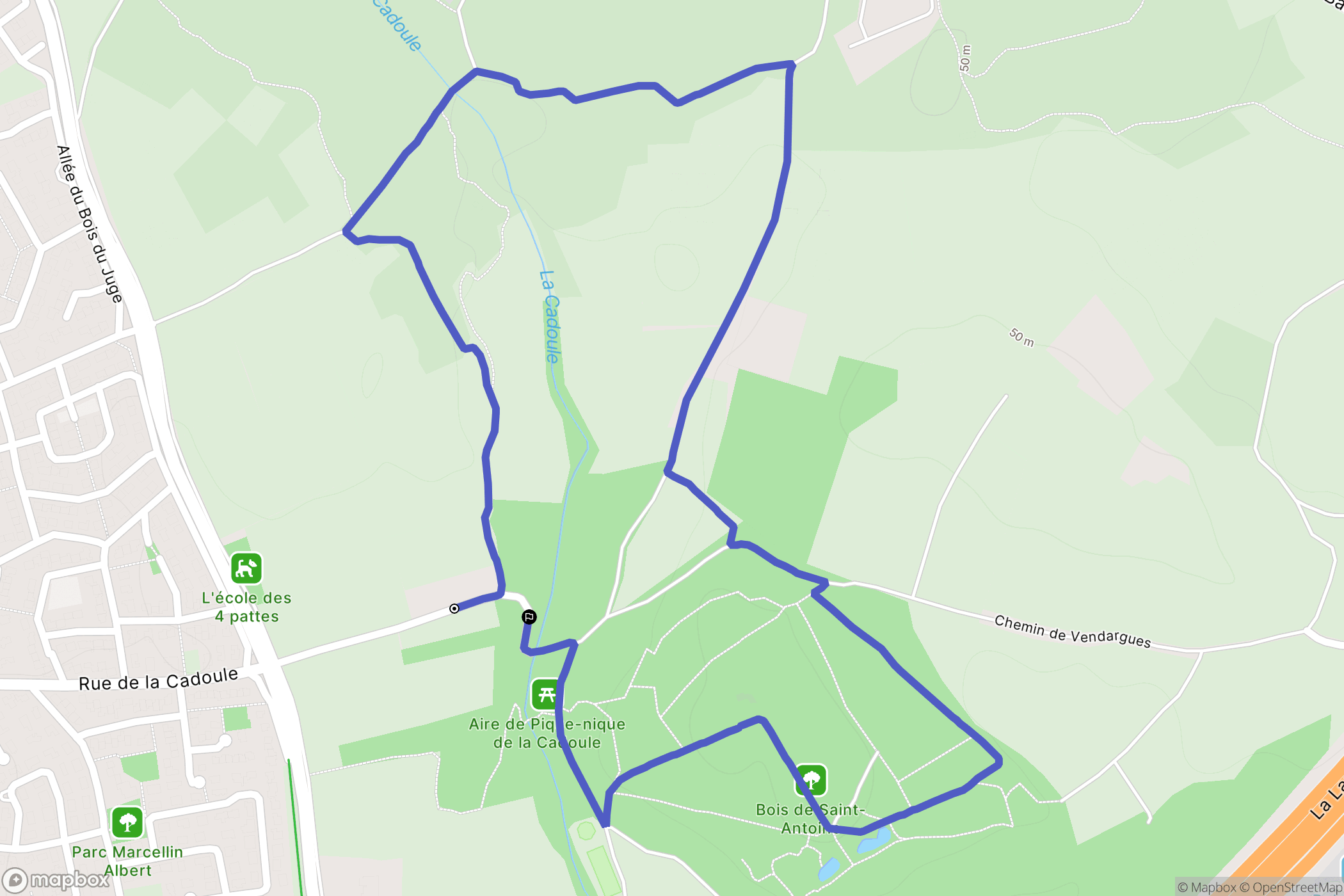 Vendargues : carte du parcours de randonnée - France