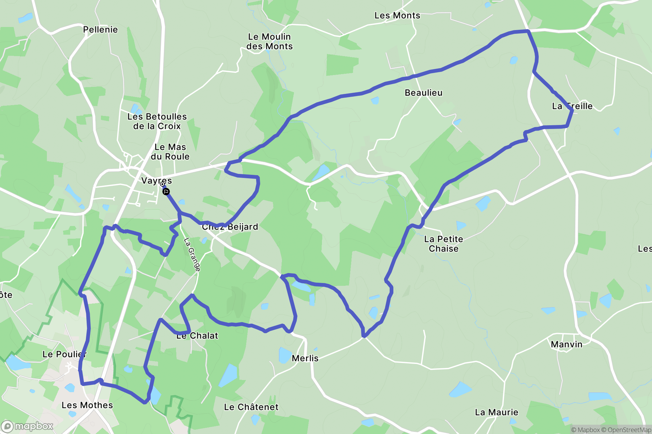 Vayres : carte du parcours de randonnée - France