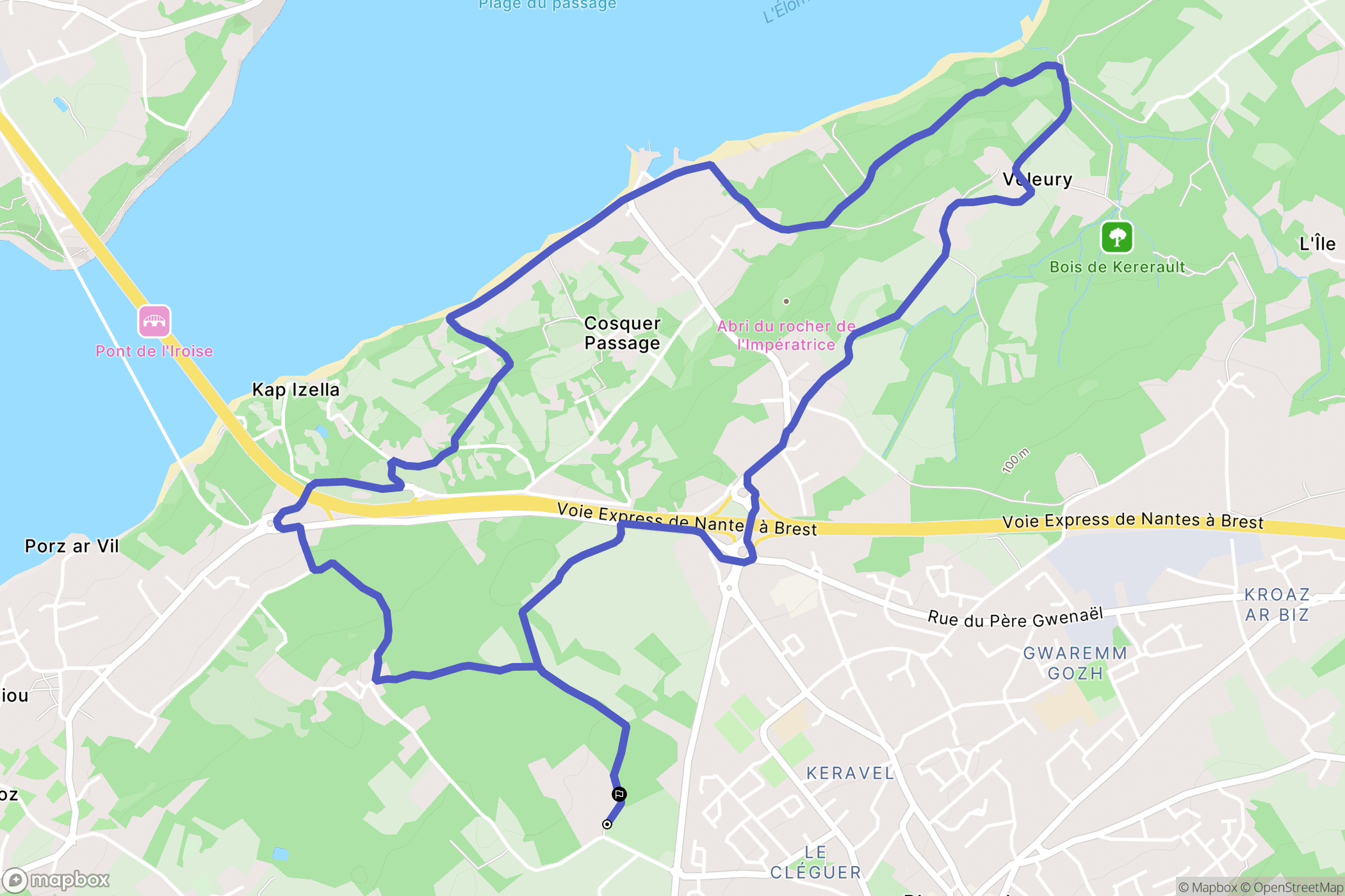 Plougastel-Daoulas : carte du parcours de randonnée - France