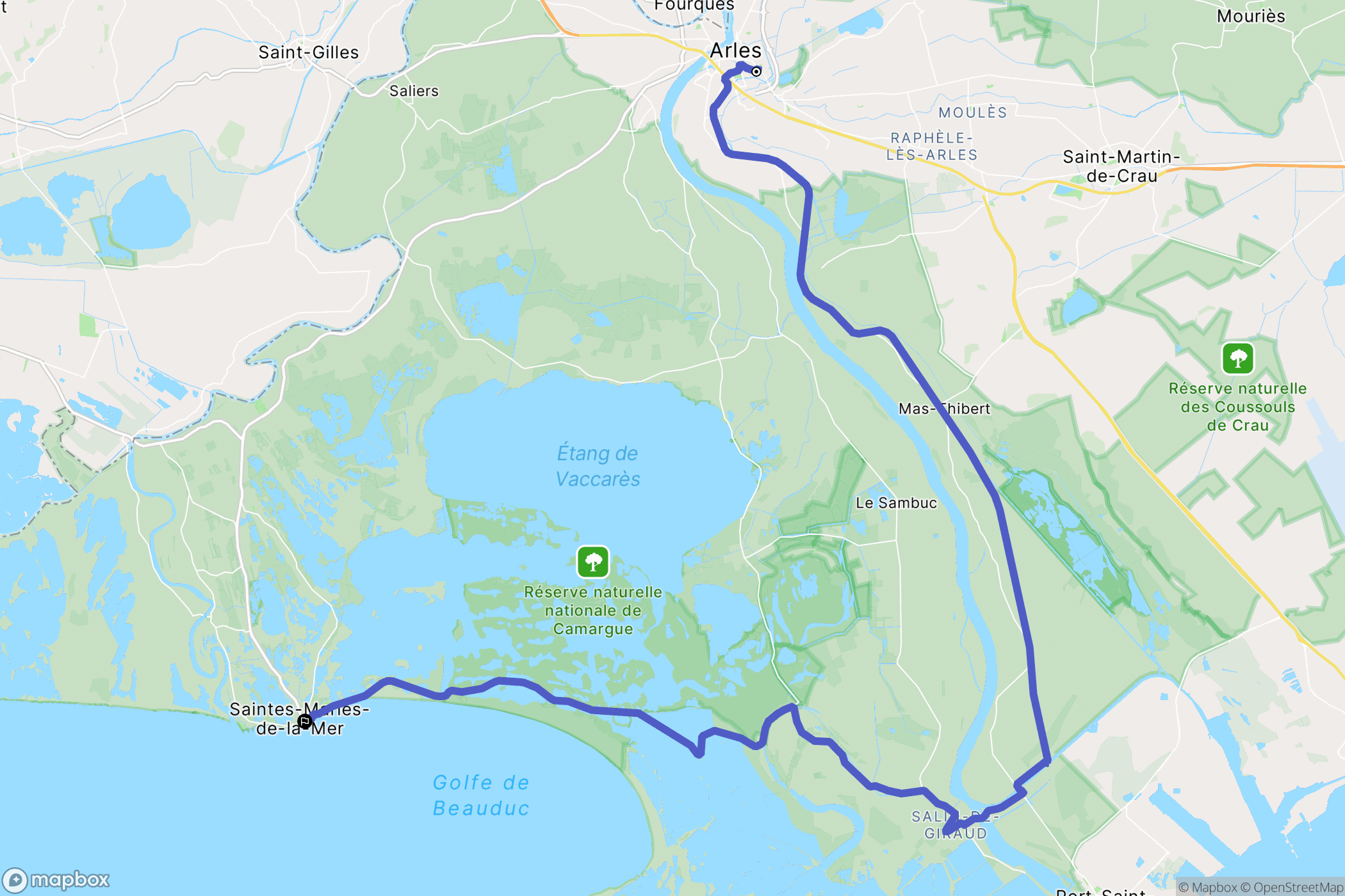Arles : carte du parcours de randonnée - France
