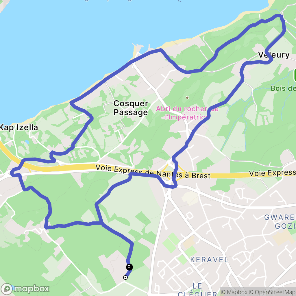 Plougastel-Daoulas : carte du parcours de randonnée - France