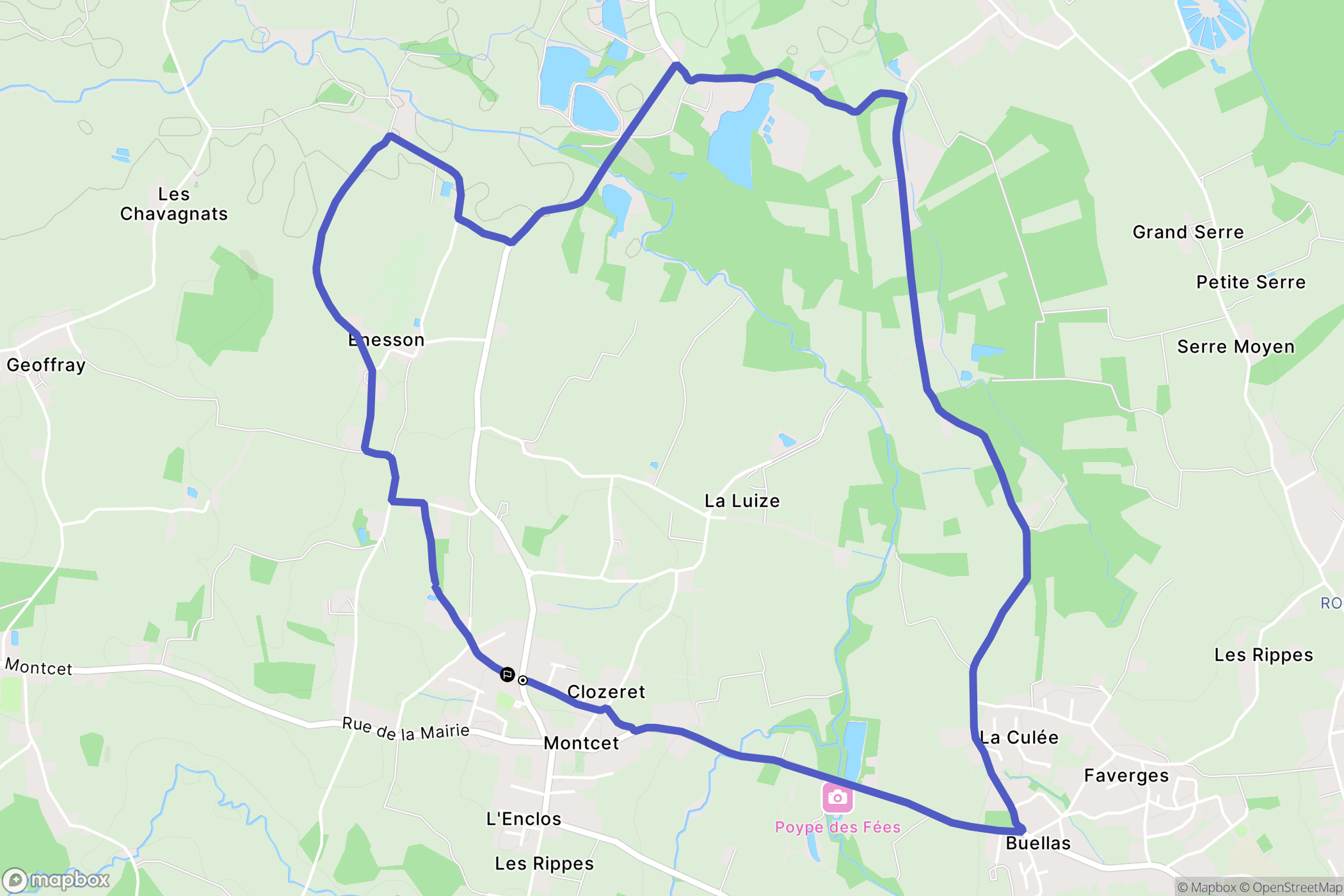 Montcet : carte du parcours de randonnée - France