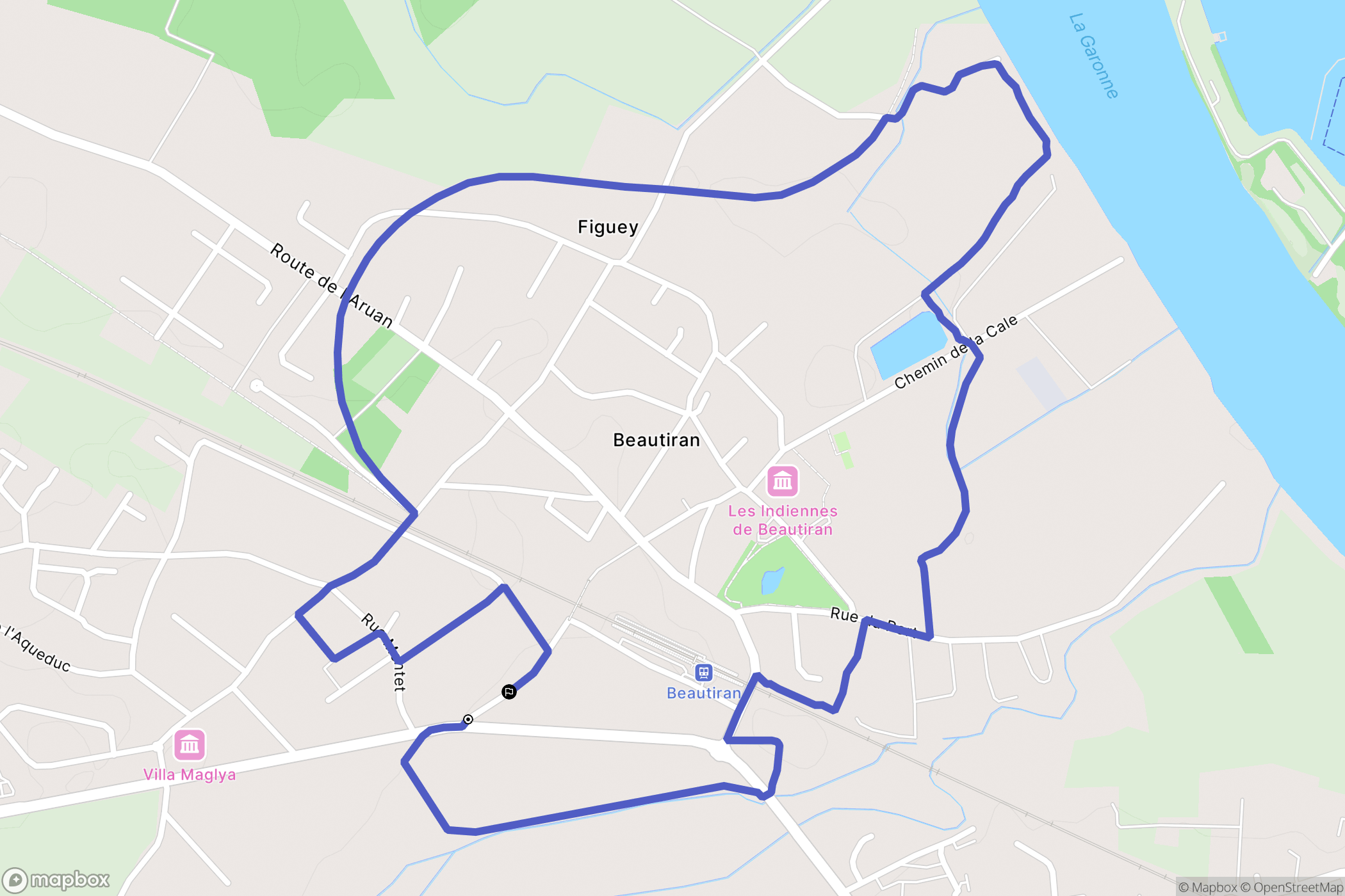 Beautiran : carte du parcours de randonnée - France