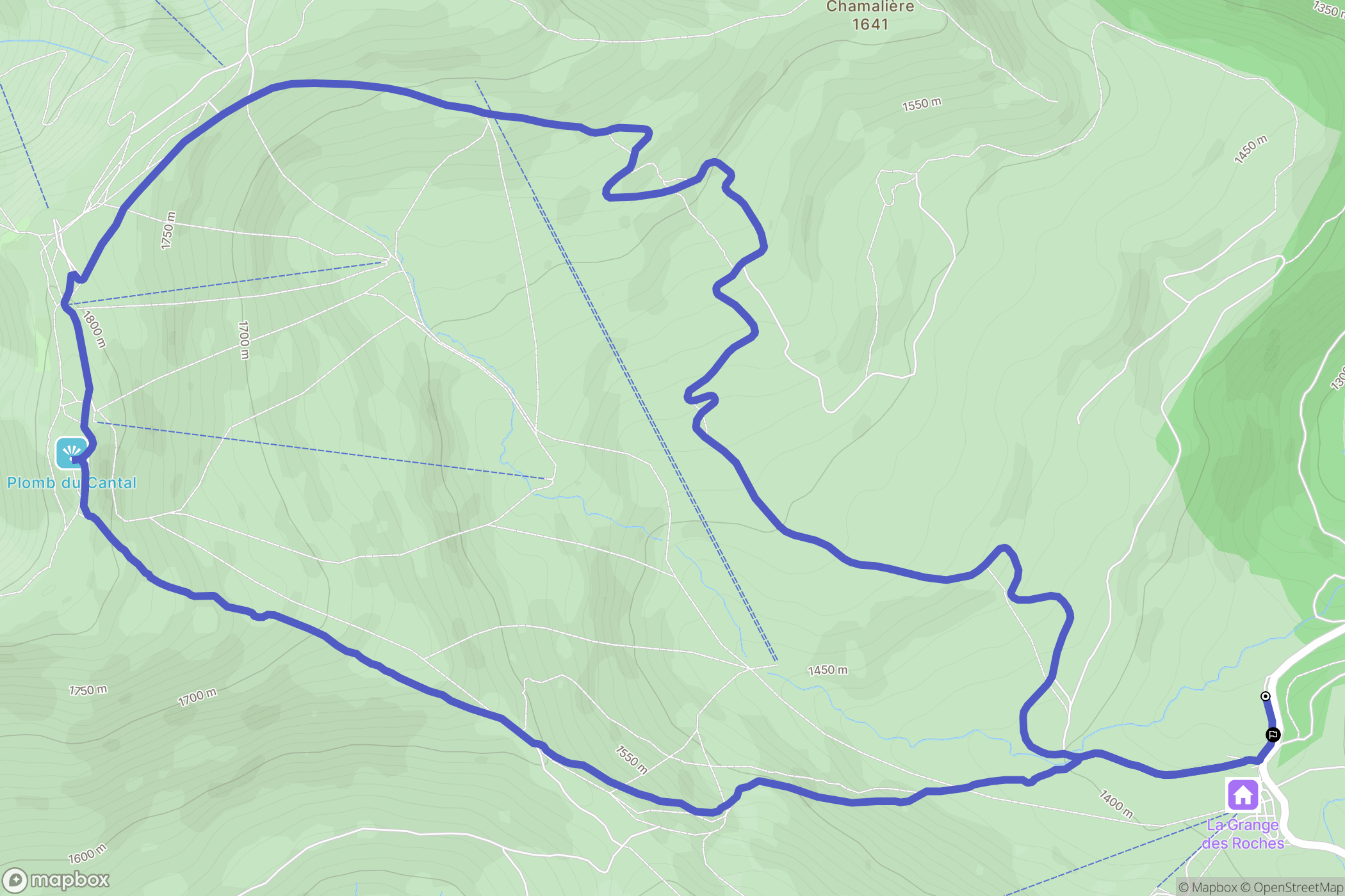 Albepierre-Bredons : carte du parcours de randonnée - France