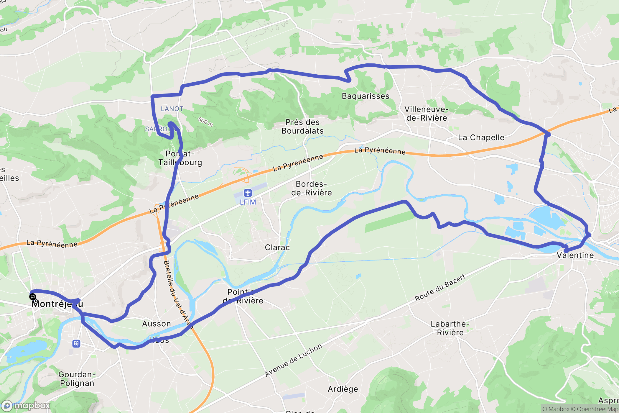 Montréjeau : carte du parcours de randonnée - France