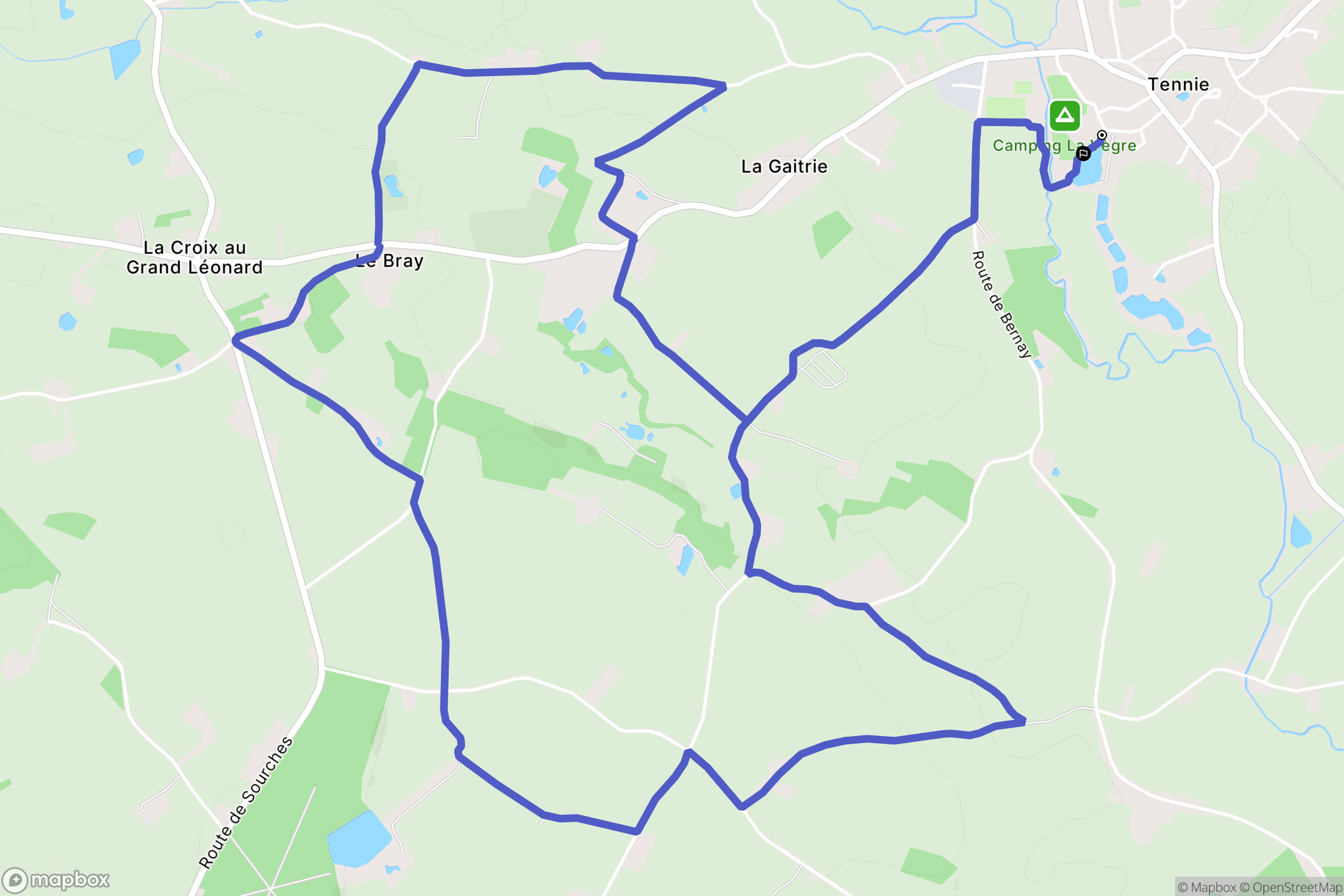 Tennie : carte du parcours de randonnée - France