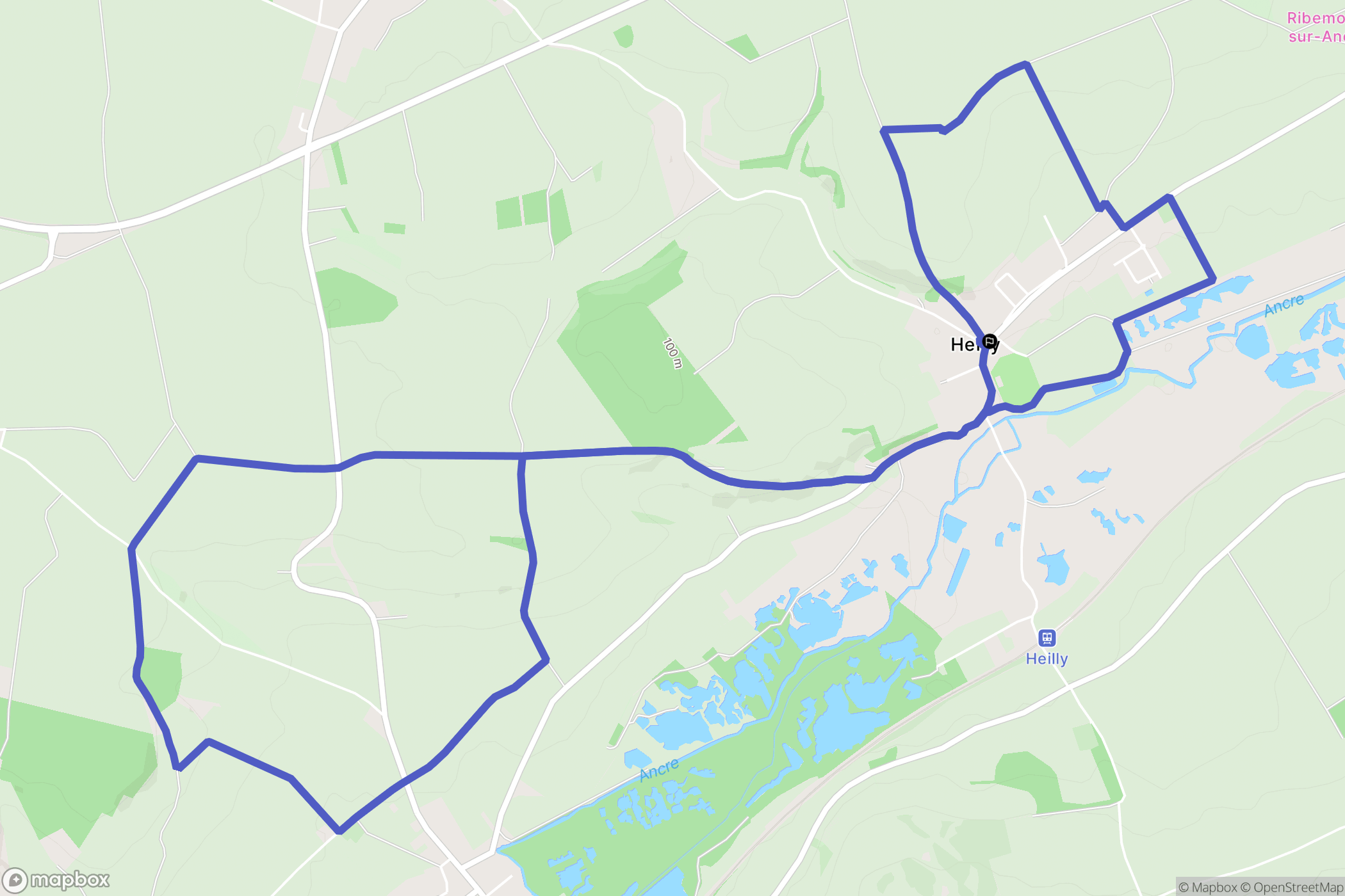 Heilly : carte du parcours de randonnée - France