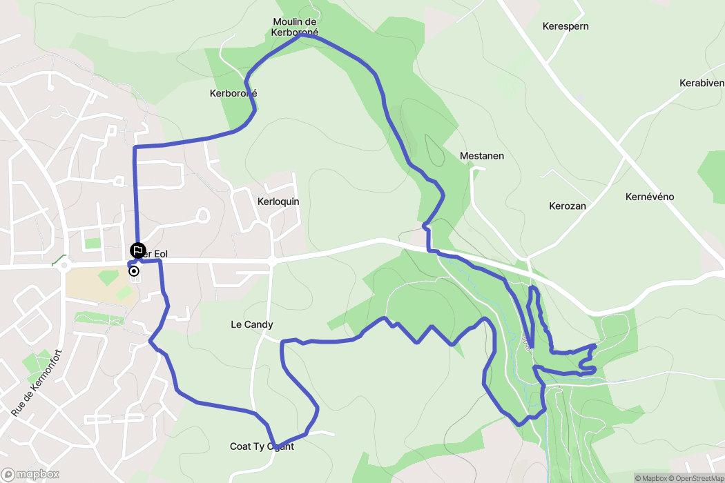 Guilers : carte du parcours de randonnée - France