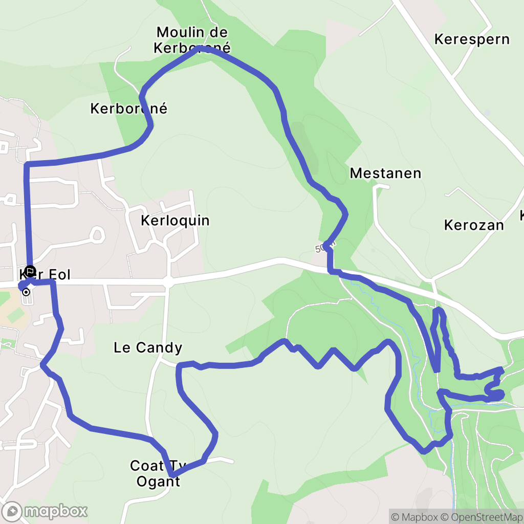 Guilers : carte du parcours de randonnée - France