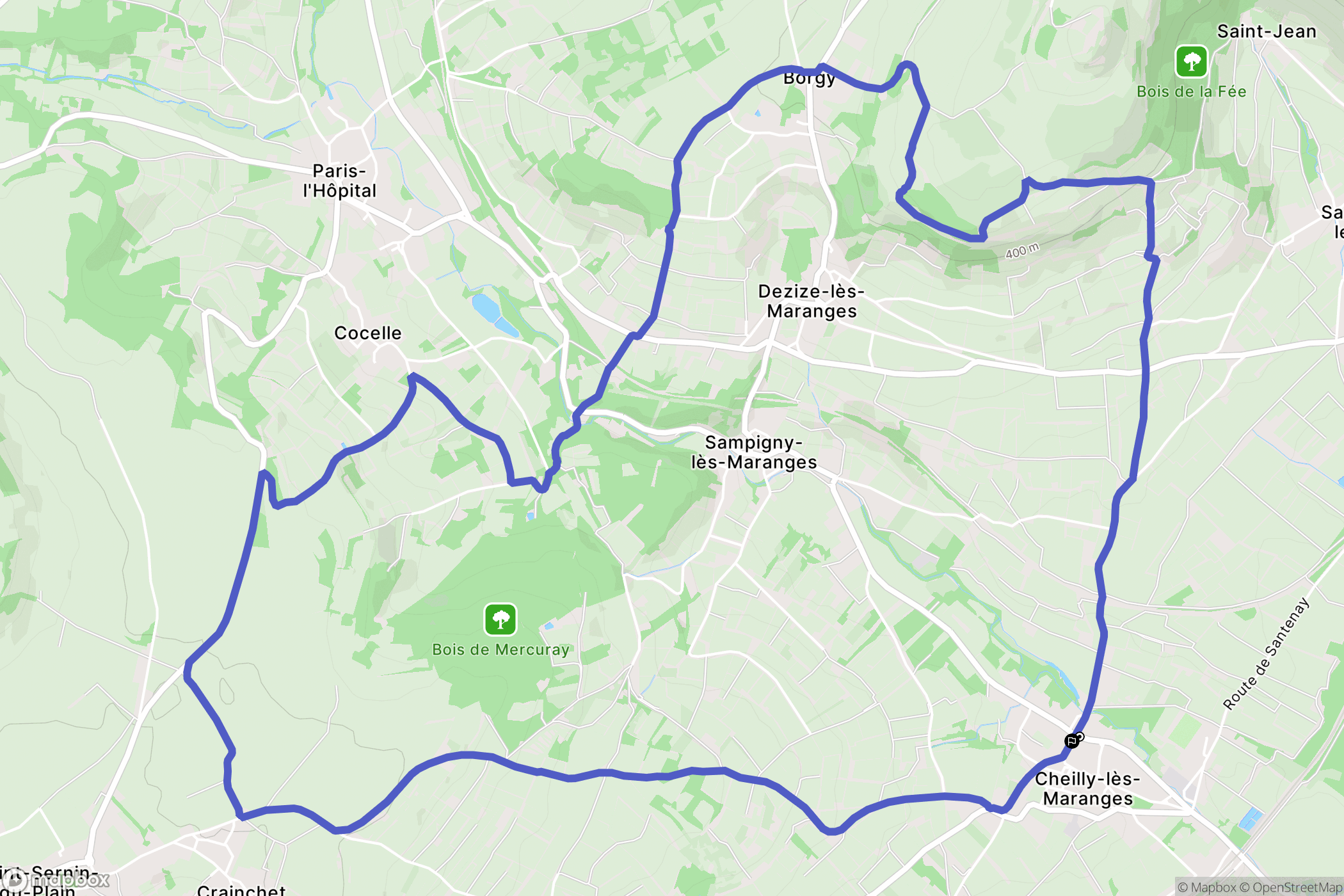 Cheilly-lès-Maranges : carte du parcours de randonnée - France