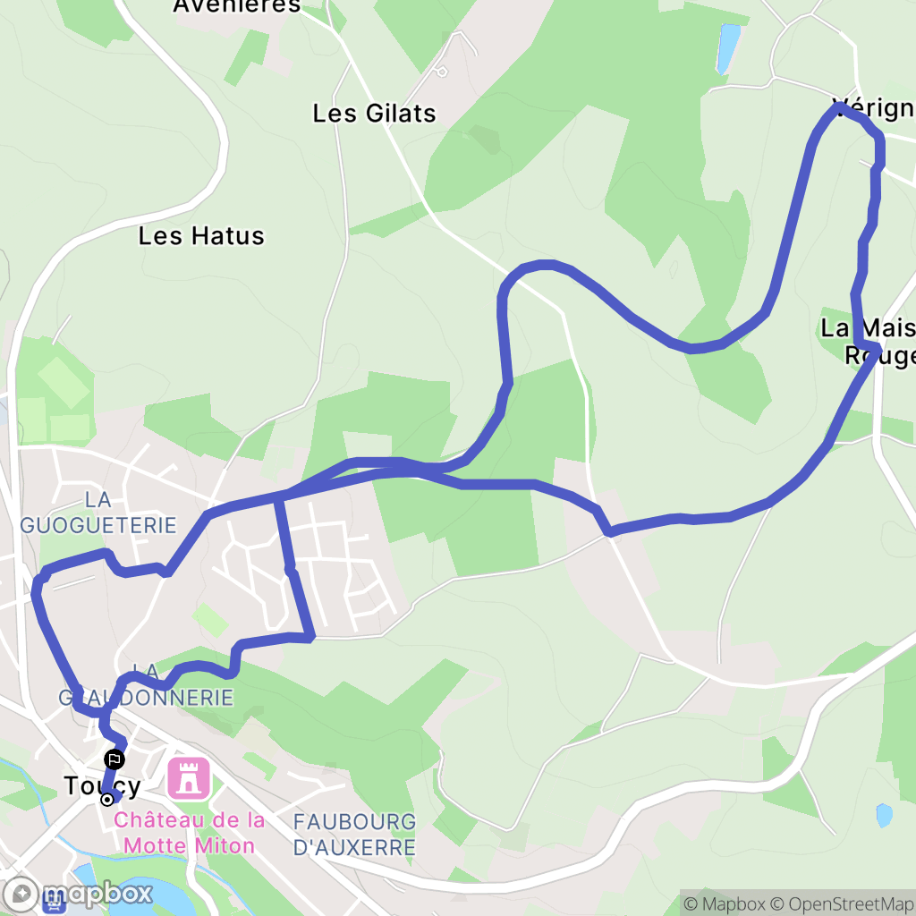 Toucy : carte du parcours de randonnée - France