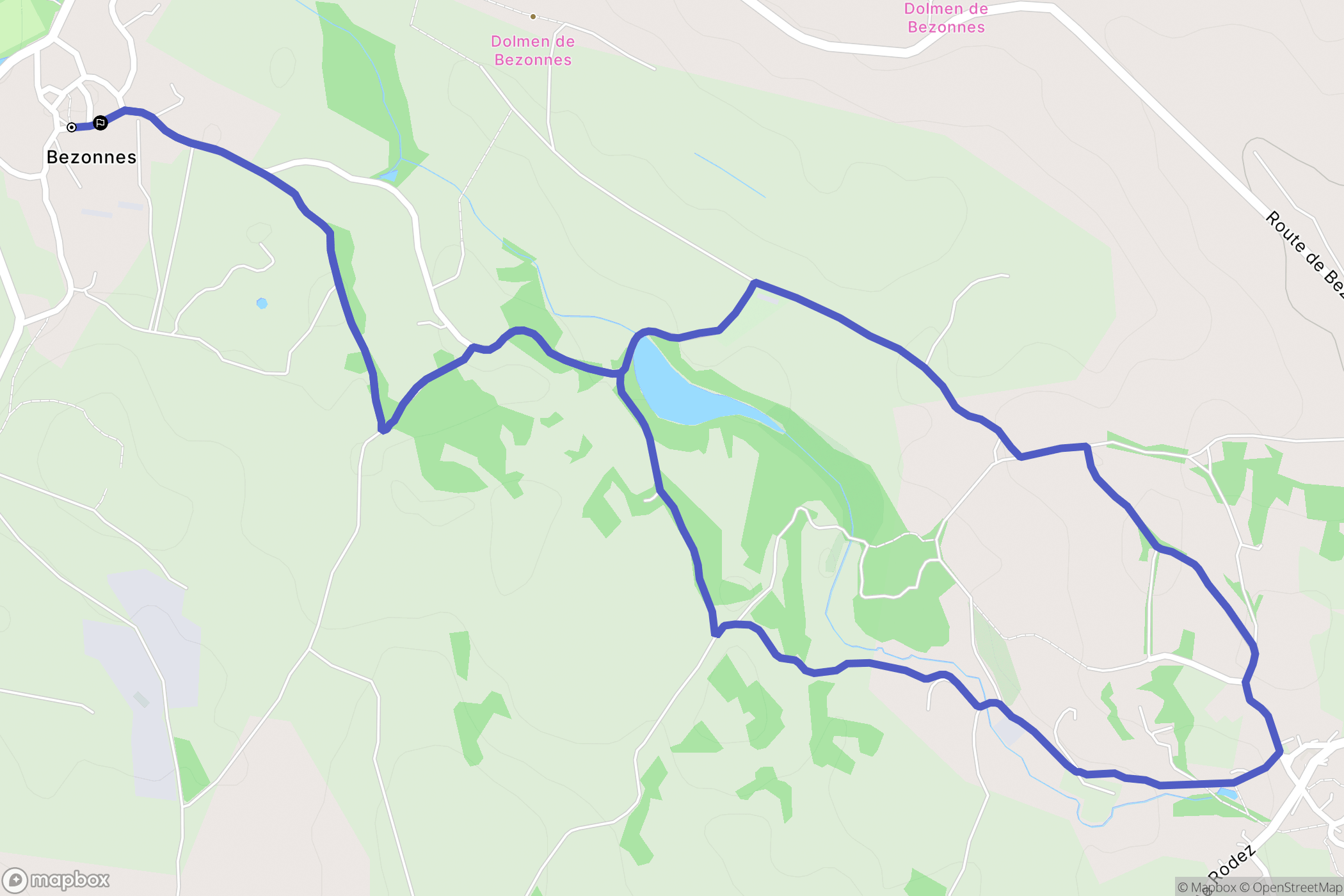 Rodelle : carte du parcours de randonnée - France