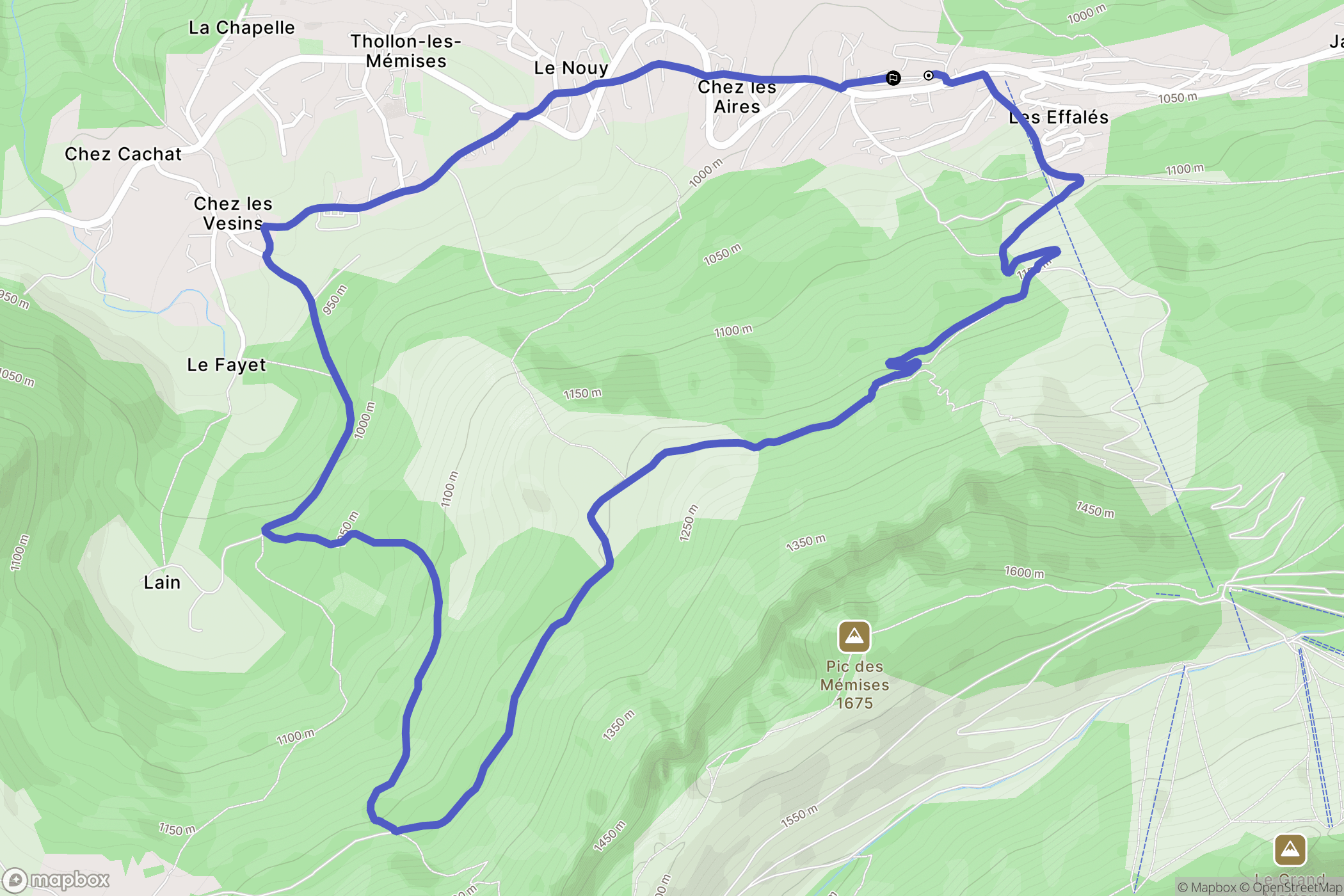 Thollon-les-Mémises : carte du parcours de randonnée - France