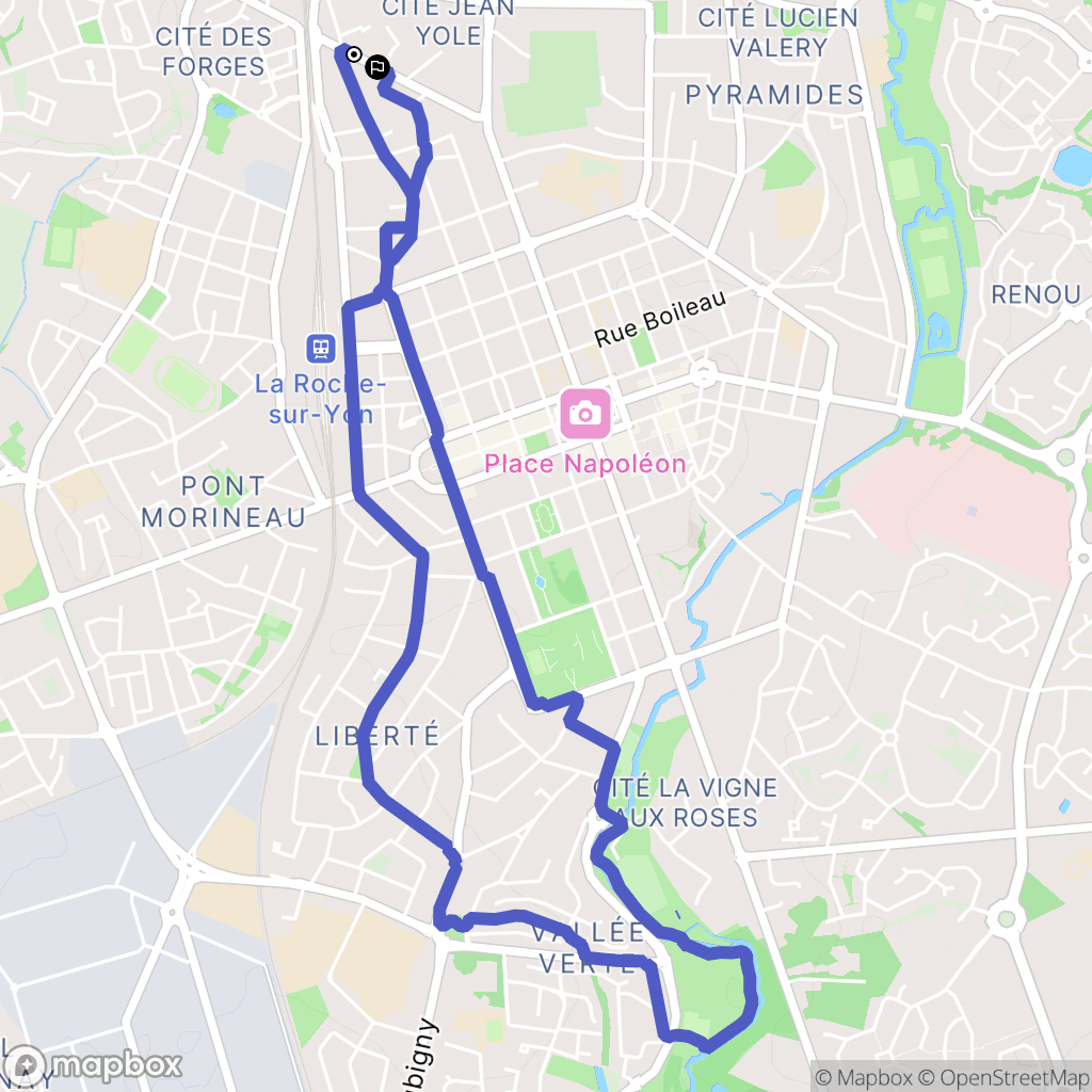 La Roche-sur-Yon : carte du parcours de randonnée - France