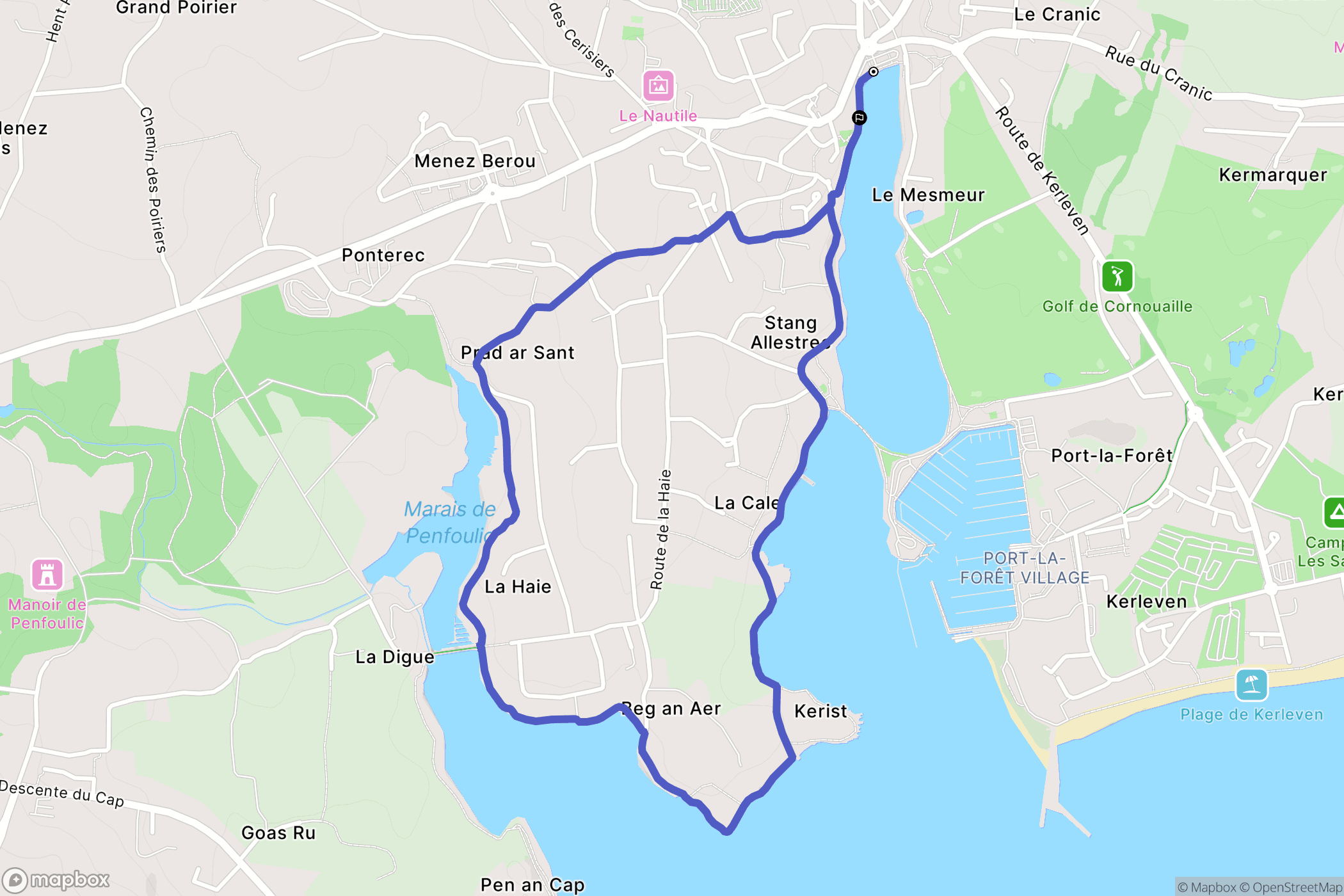 La Forêt-Fouesnant : carte du parcours de randonnée - France