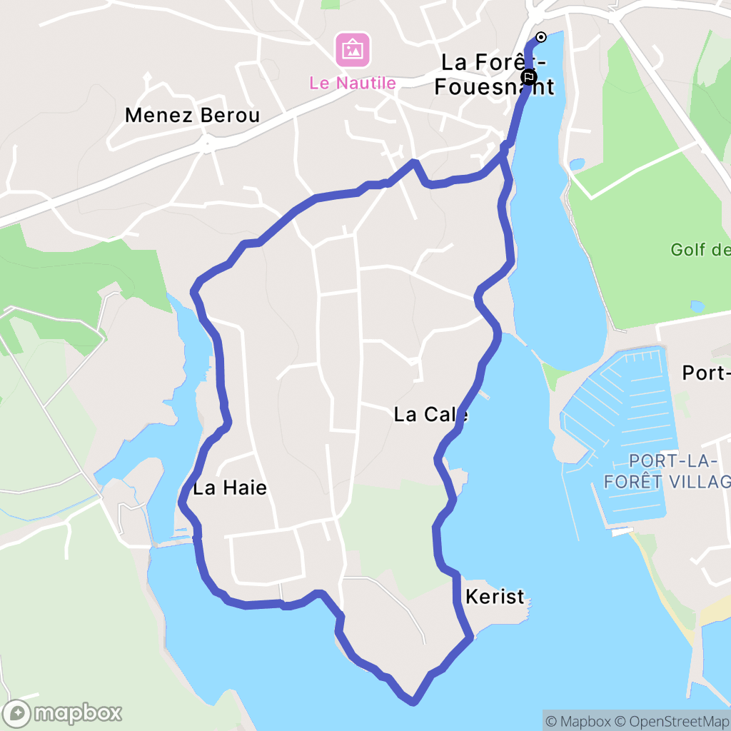La Forêt-Fouesnant : carte du parcours de randonnée - France