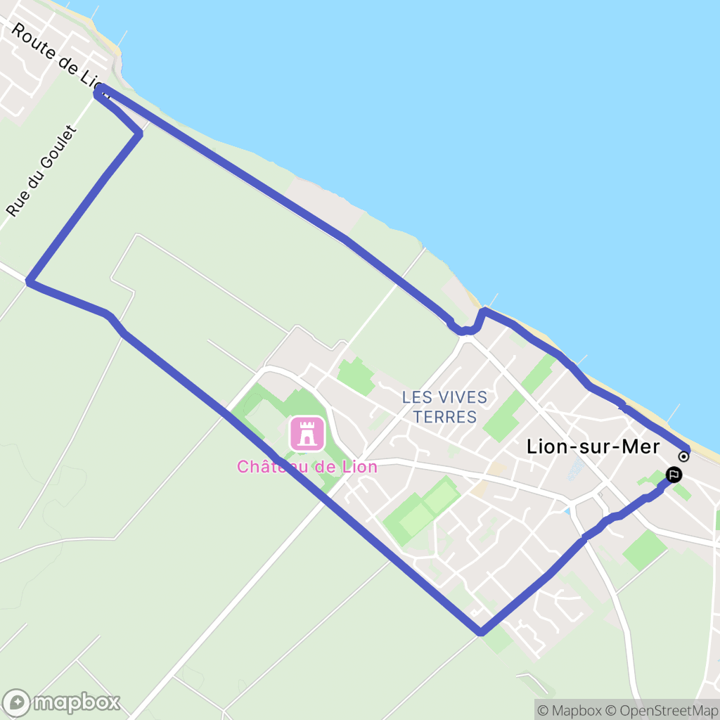 Lion-sur-Mer : carte du parcours de randonnée - France