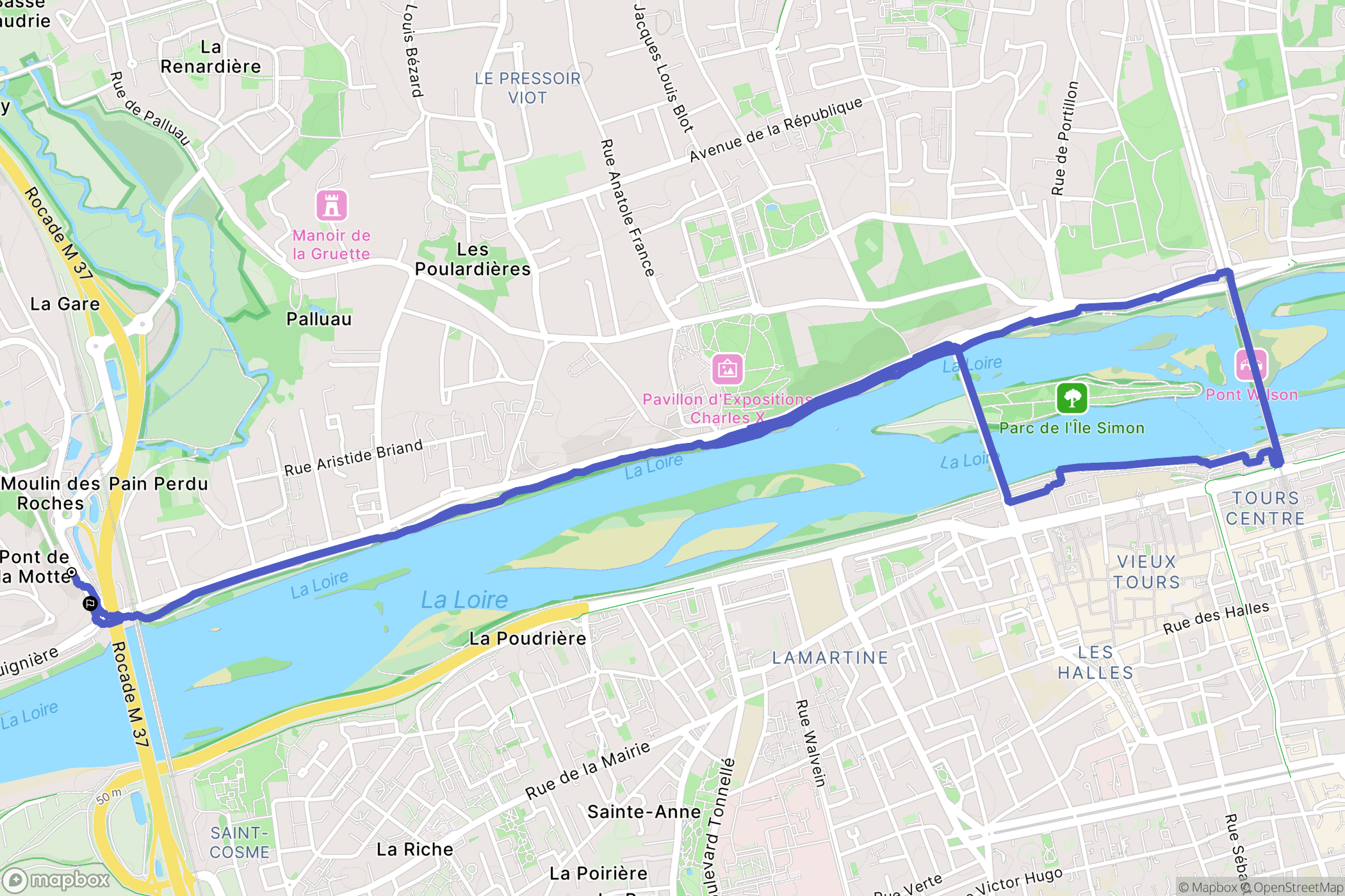 Fondettes : carte du parcours de randonnée - France