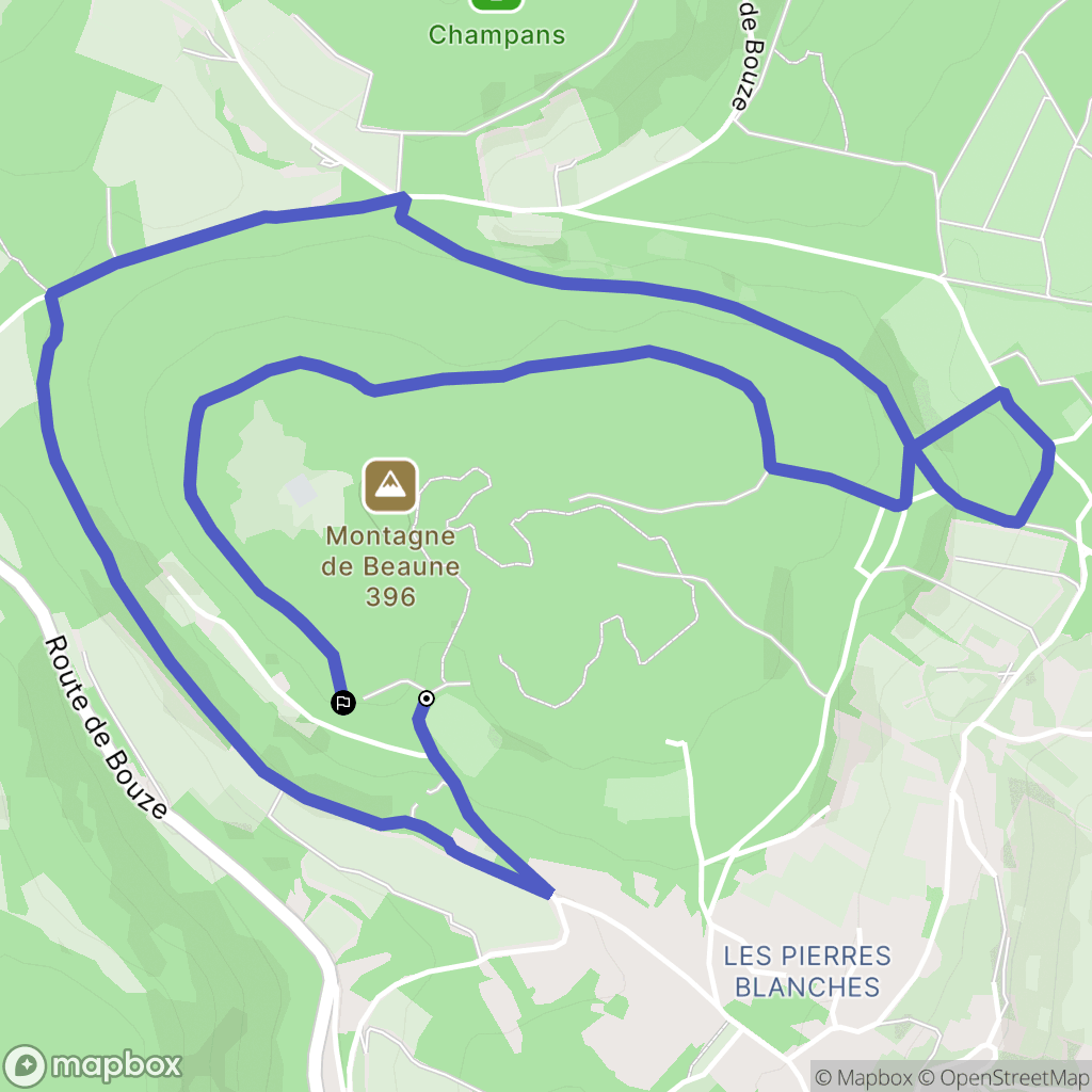 Beaune : carte du parcours de randonnée - France