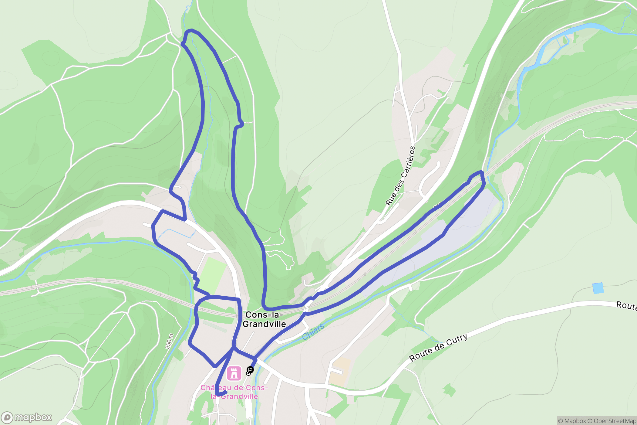 Cons-la-Grandville : carte du parcours de randonnée - France