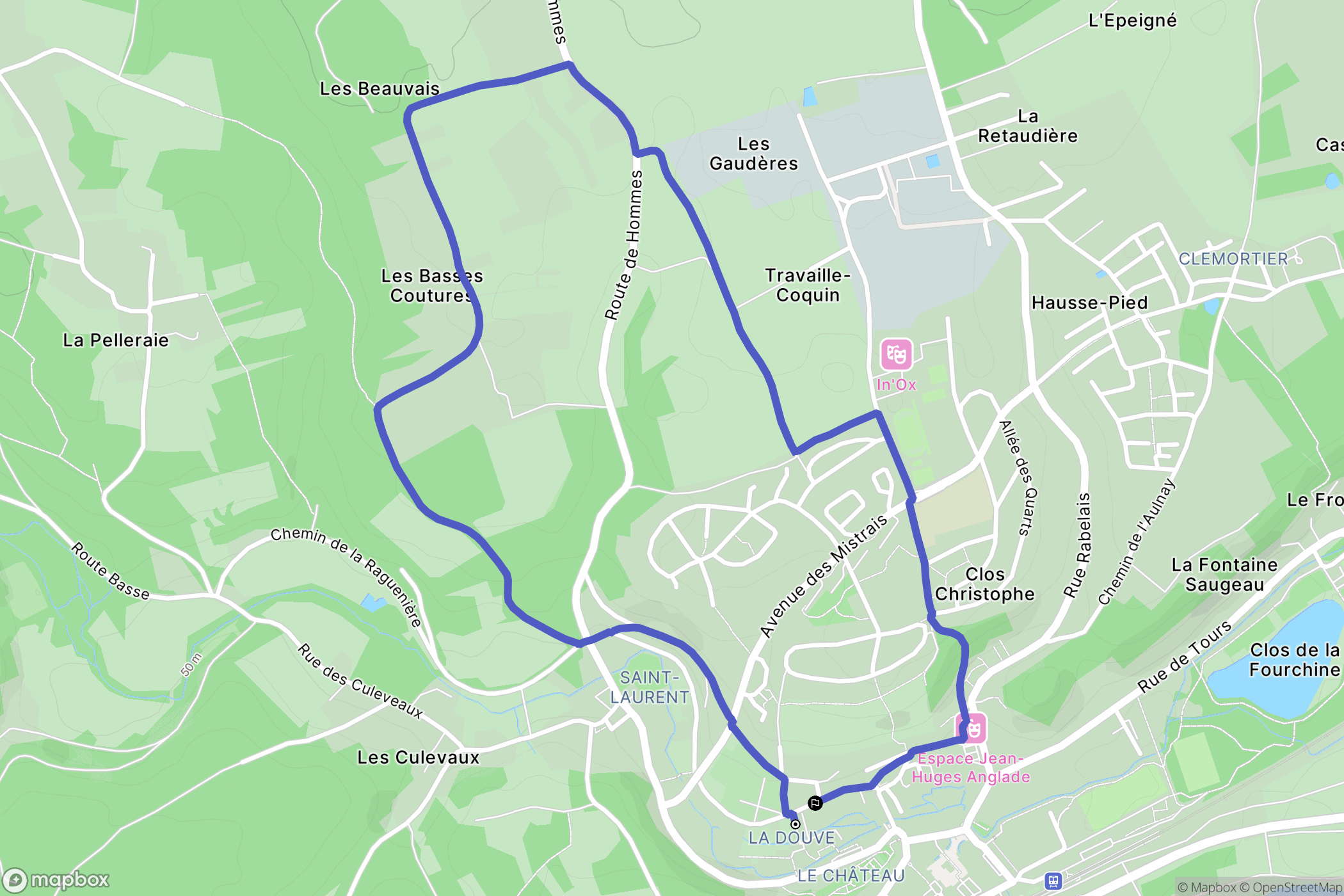 Langeais : carte du parcours de randonnée - France