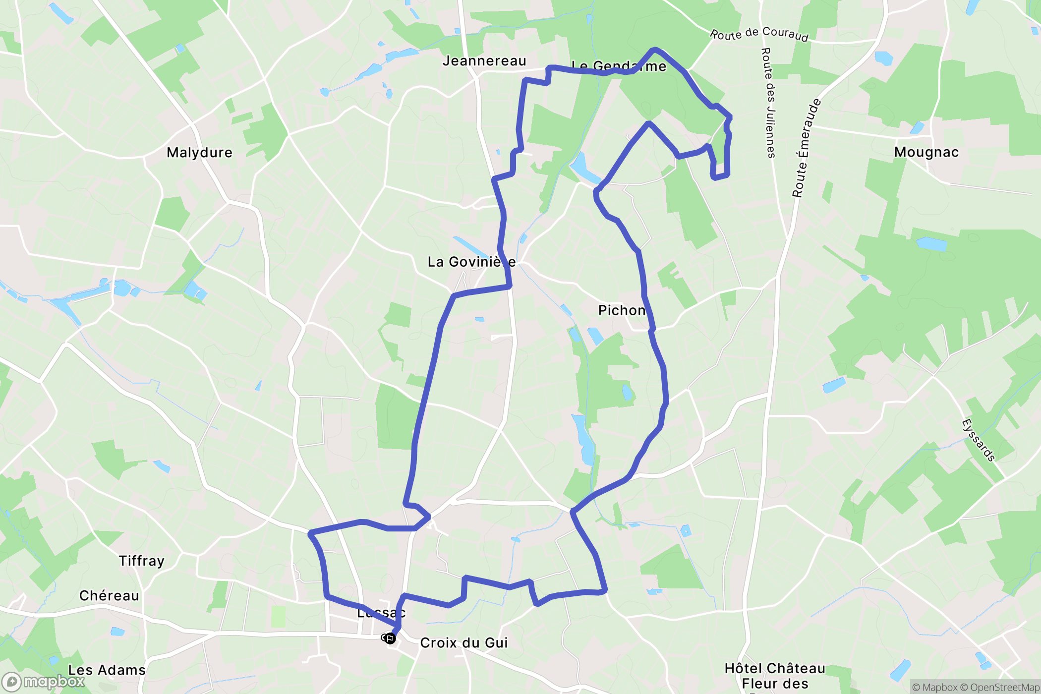 Lussac : carte du parcours de randonnée - France