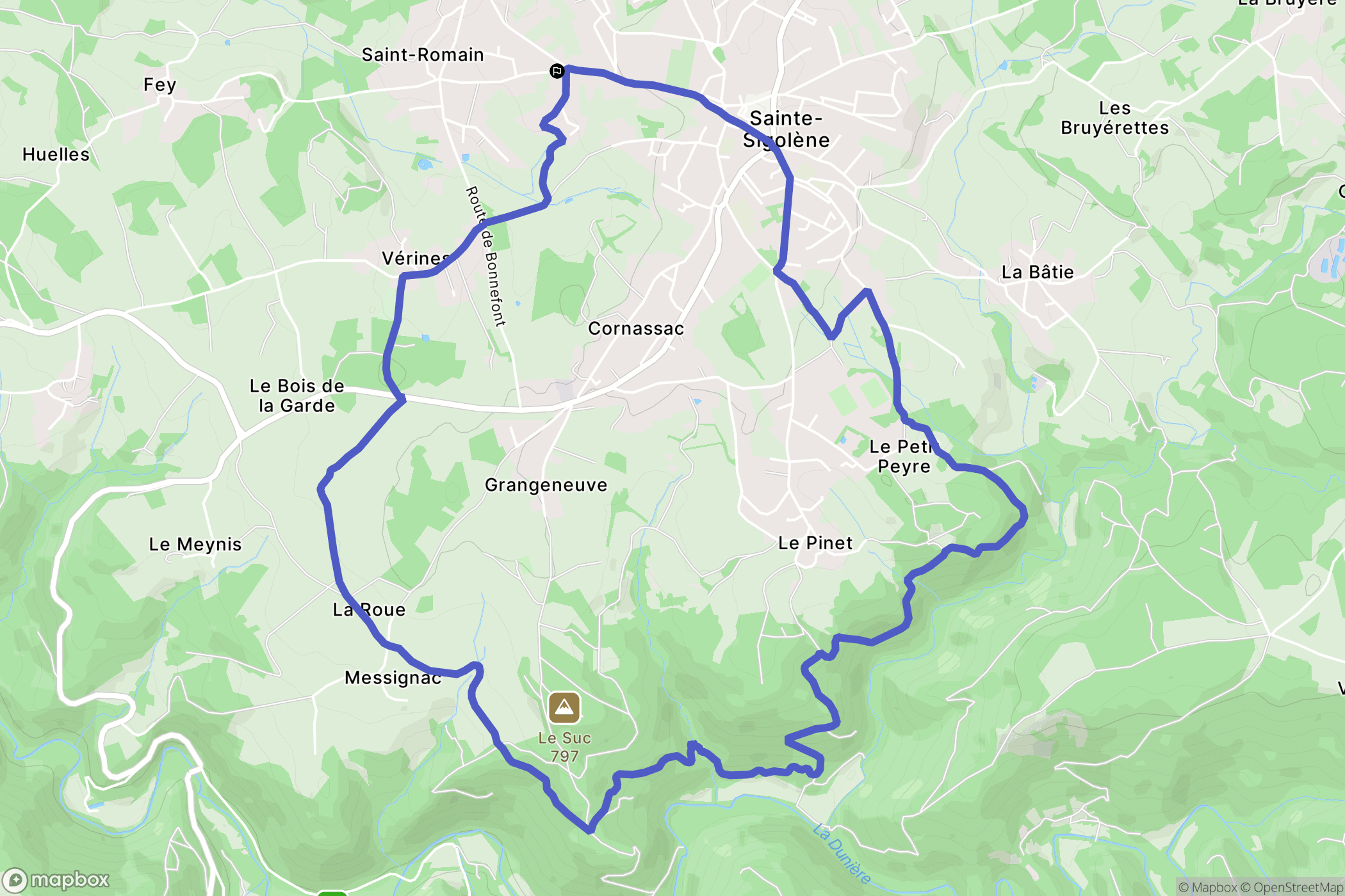 Sainte-Sigolène : carte du parcours de randonnée - France