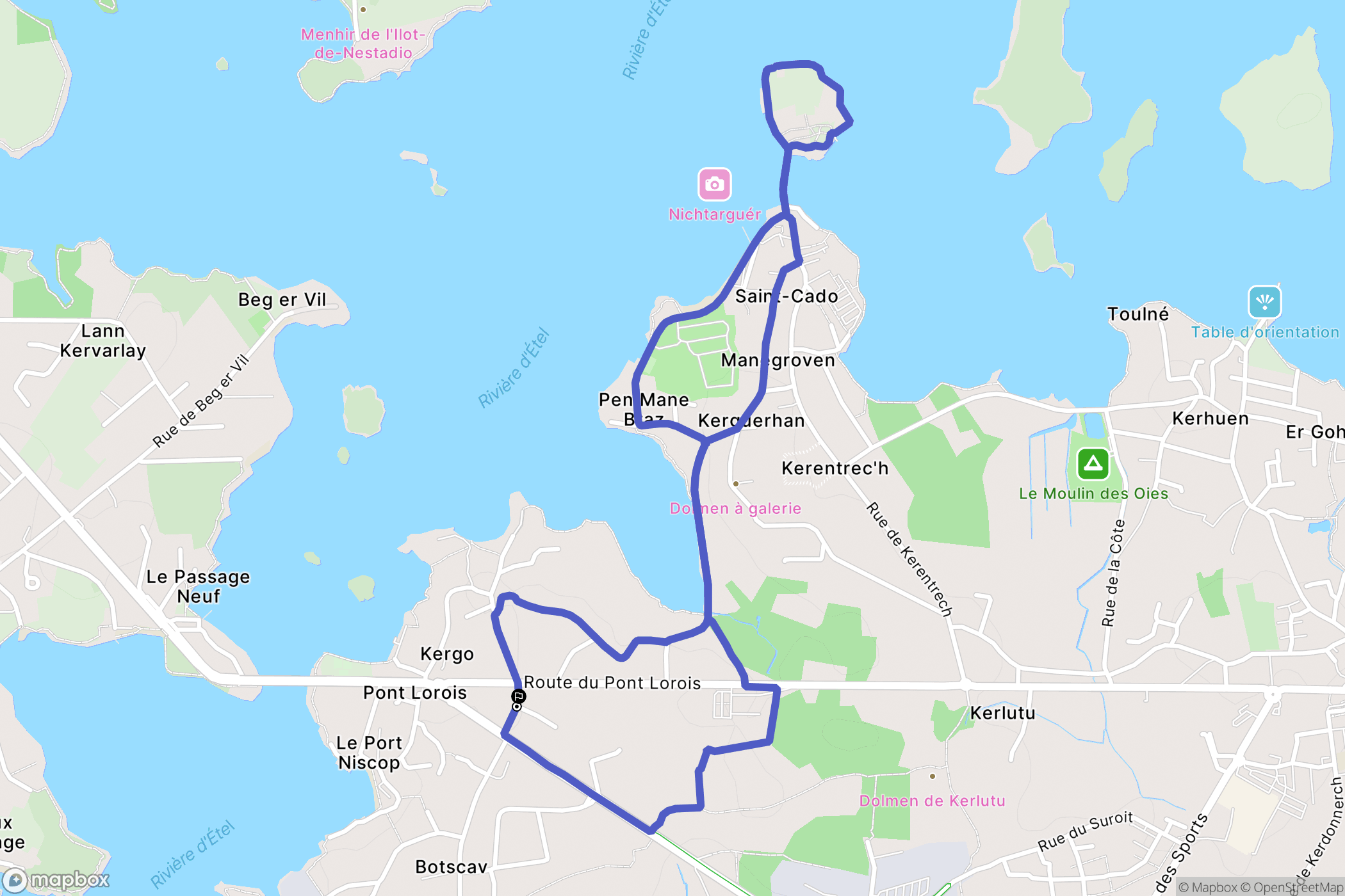 Belz : carte du parcours de randonnée - France