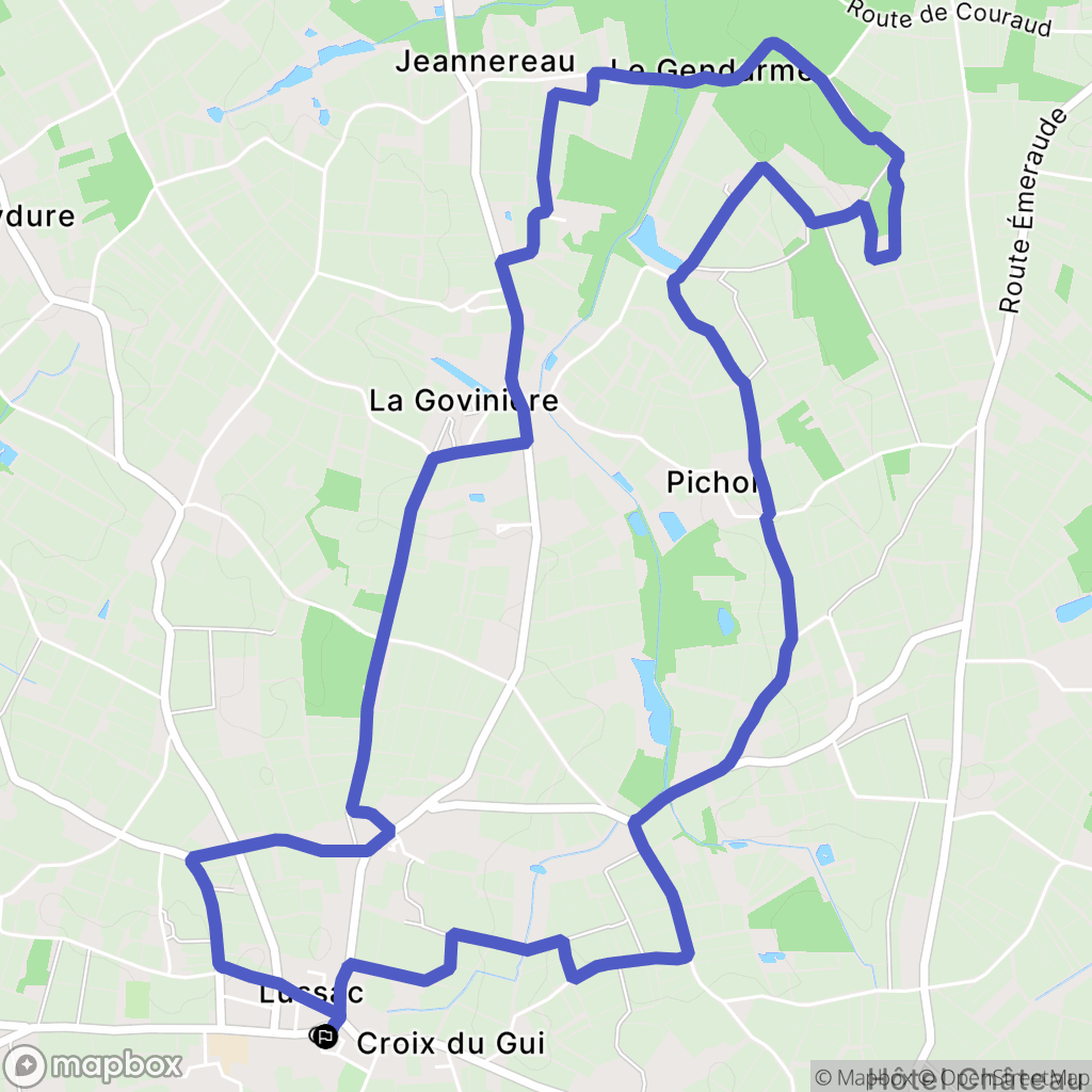 Lussac : carte du parcours de randonnée - France