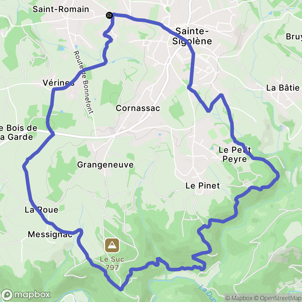 Sainte-Sigolène : carte du parcours de randonnée - France