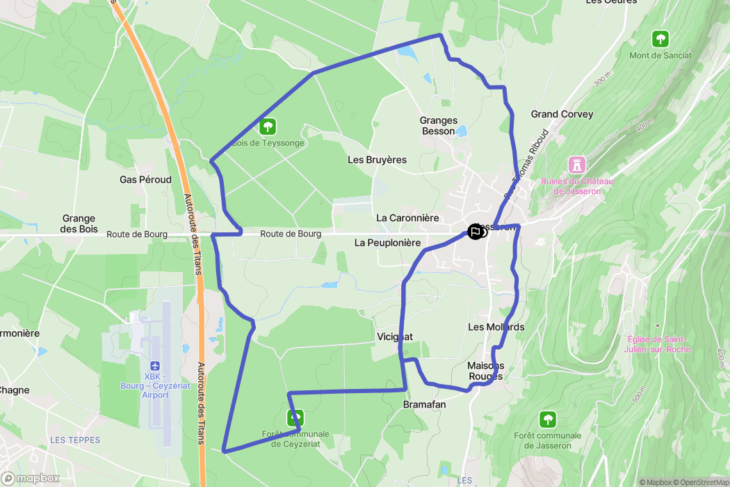 Jasseron : carte du parcours de randonnée - France