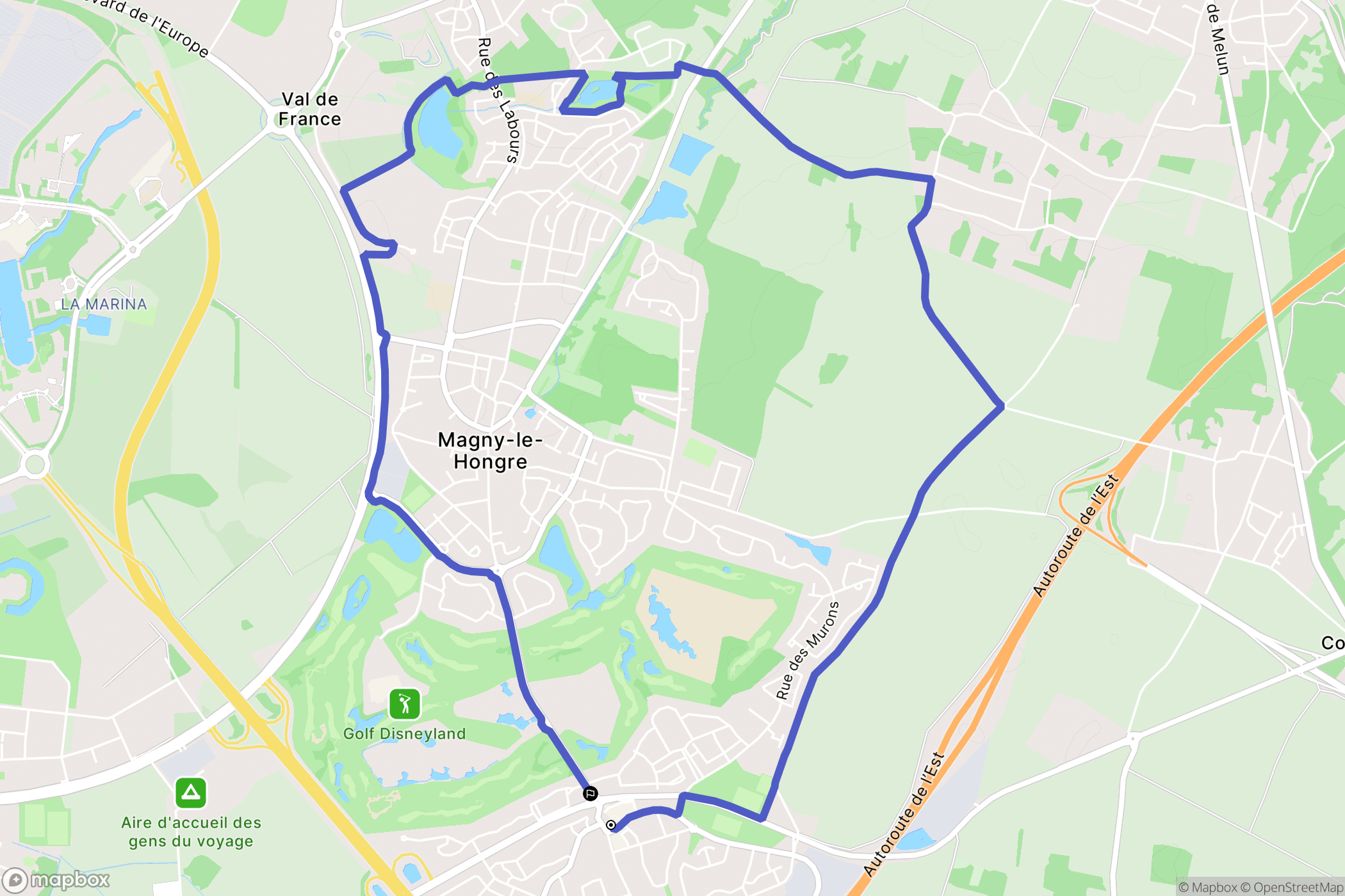 Bailly-Romainvilliers : carte du parcours de randonnée - France