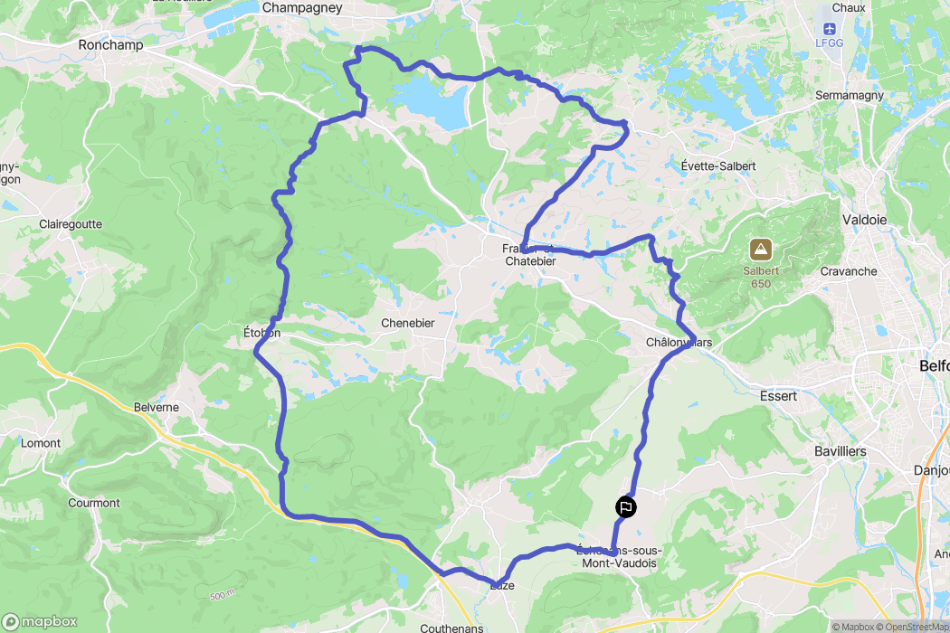 Mandrevillars : carte du parcours de randonnée - France
