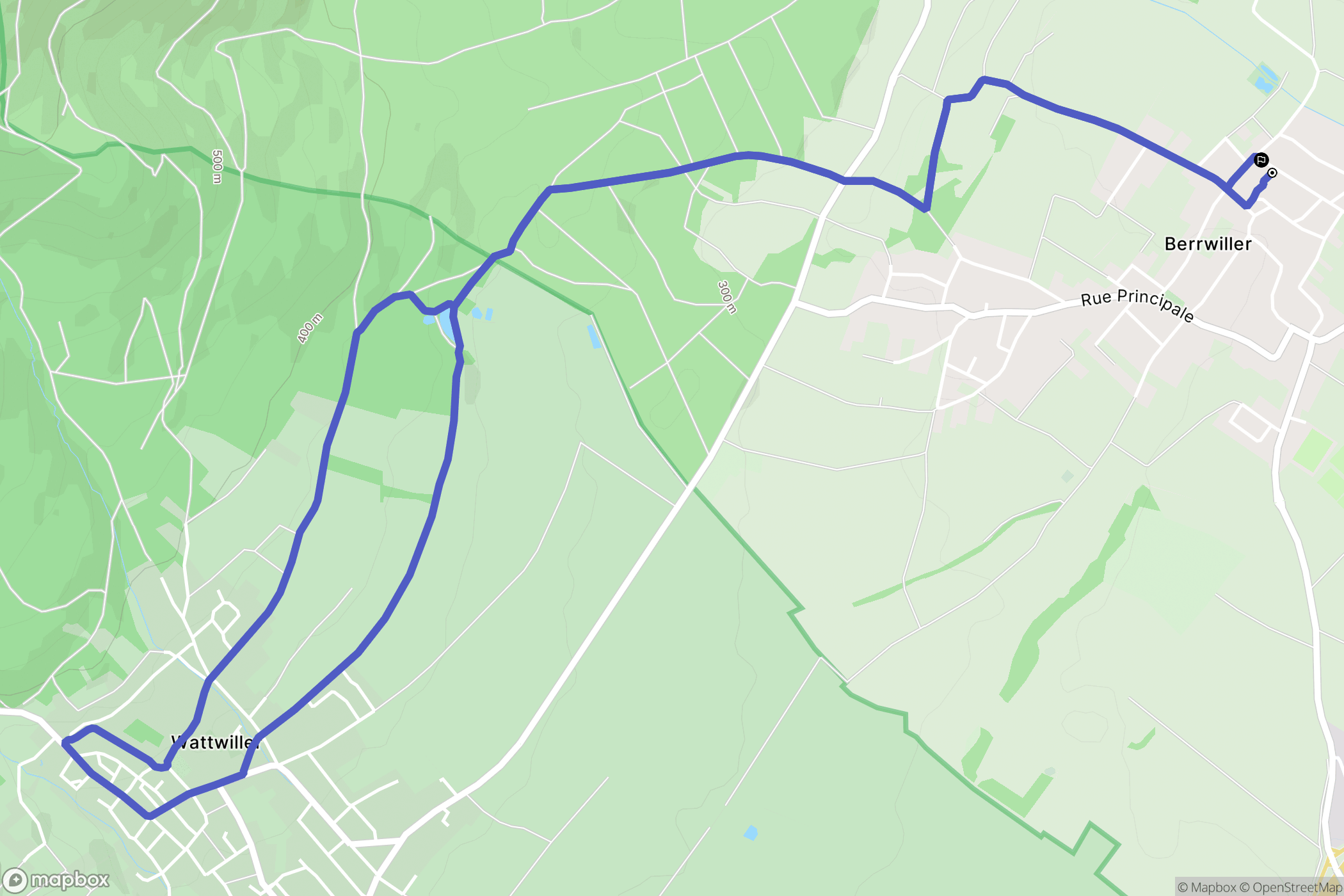 Berrwiller : carte du parcours de randonnée - France