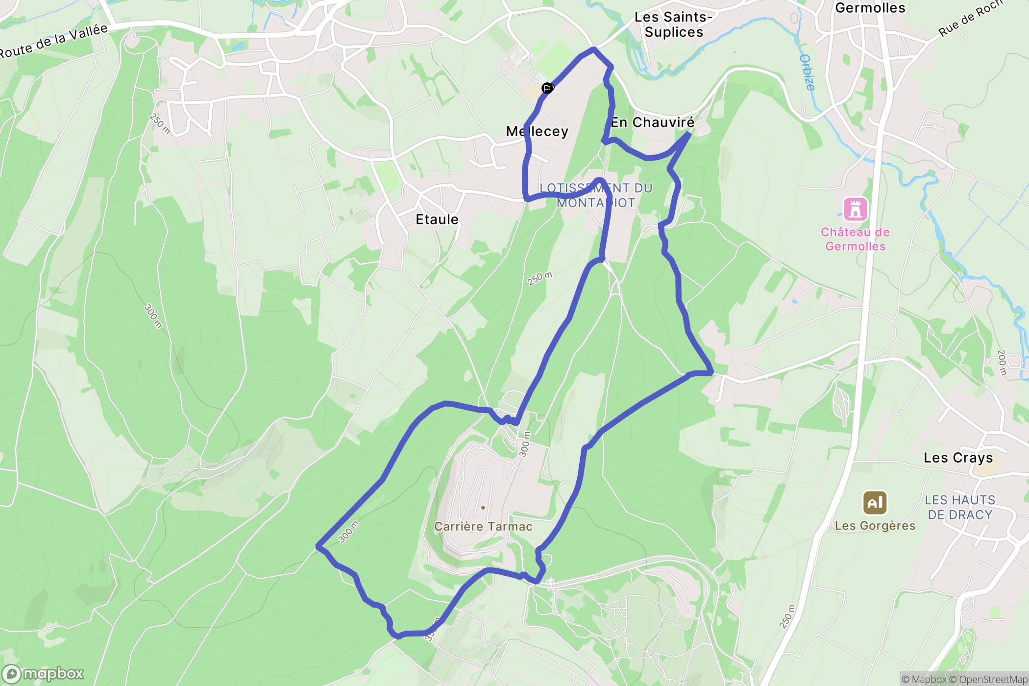 Mellecey : carte du parcours de randonnée - France