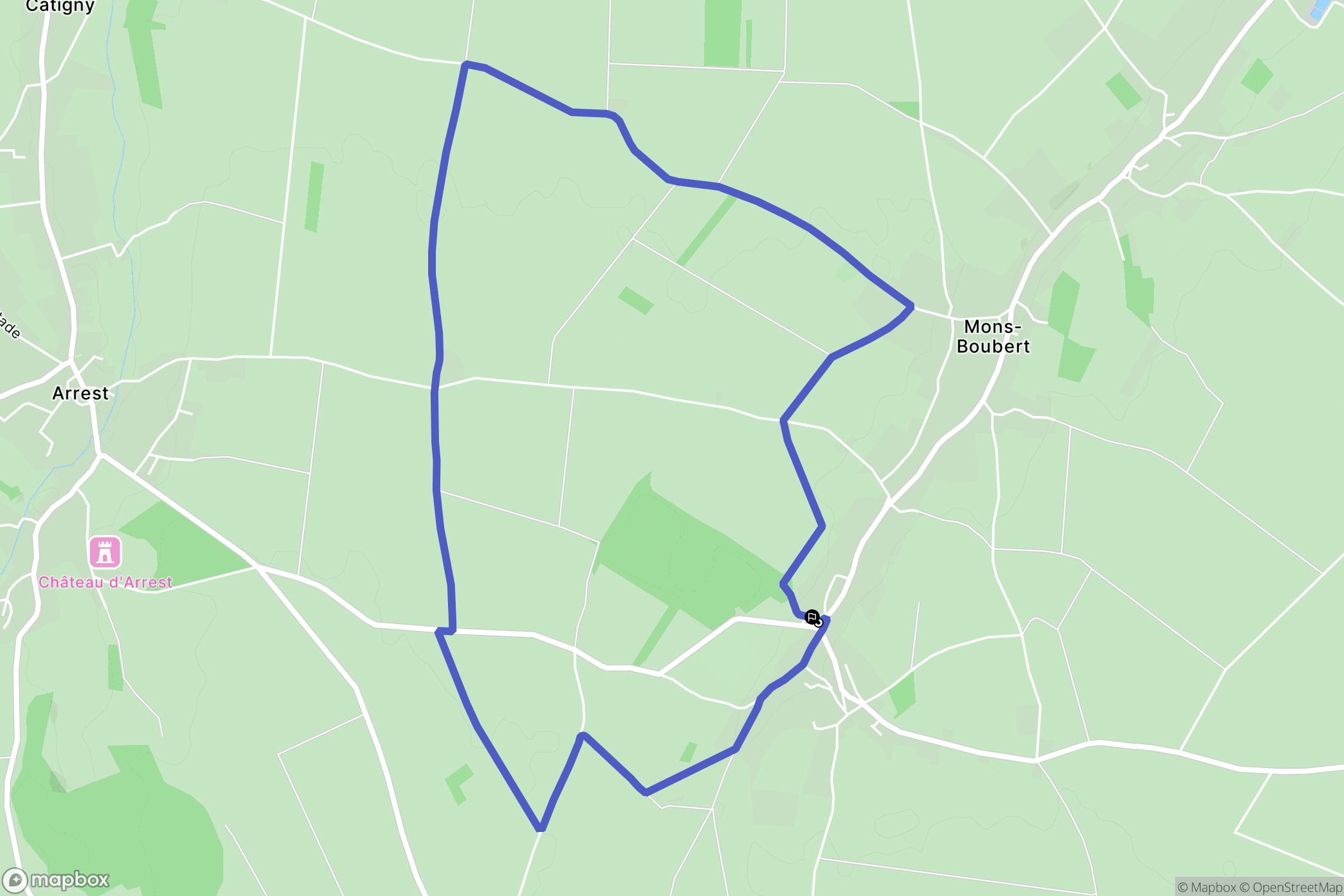 Mons-Boubert : carte du parcours de randonnée - France