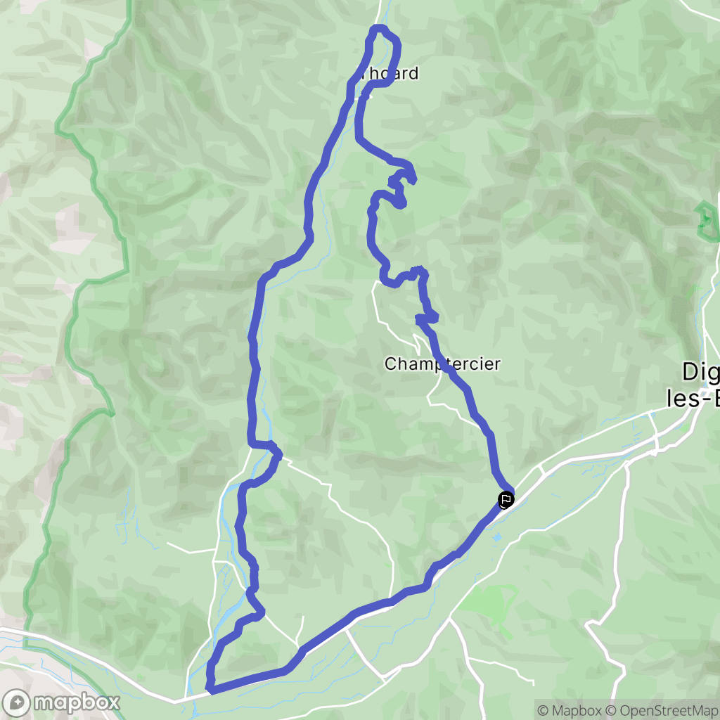 Digne-les-Bains : carte du parcours de randonnée - France