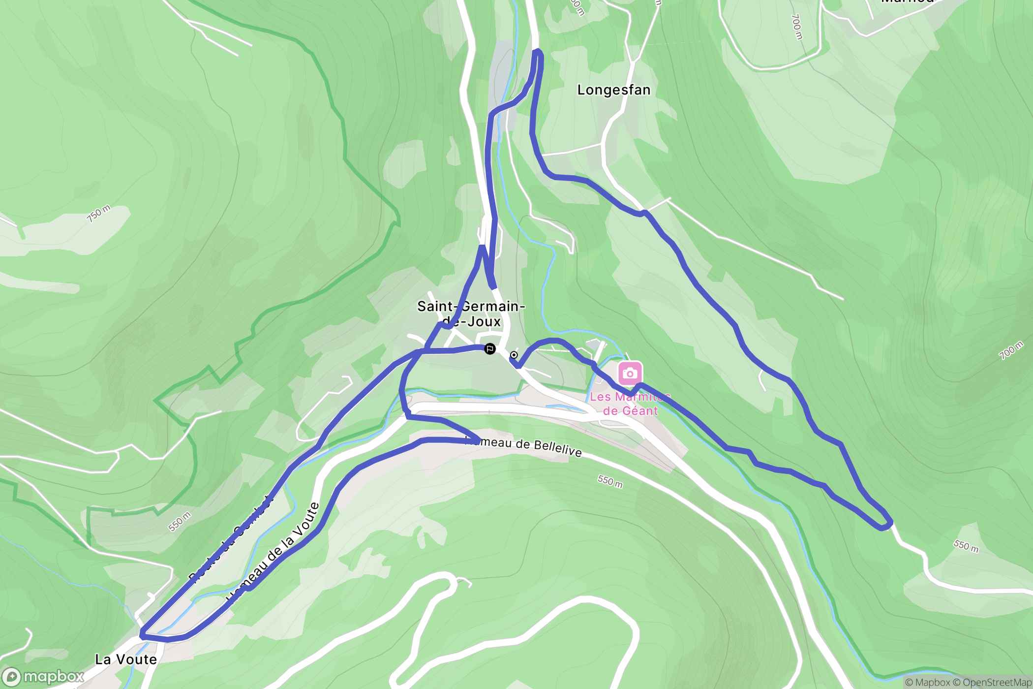 Saint-Germain-de-Joux : carte du parcours de randonnée - France