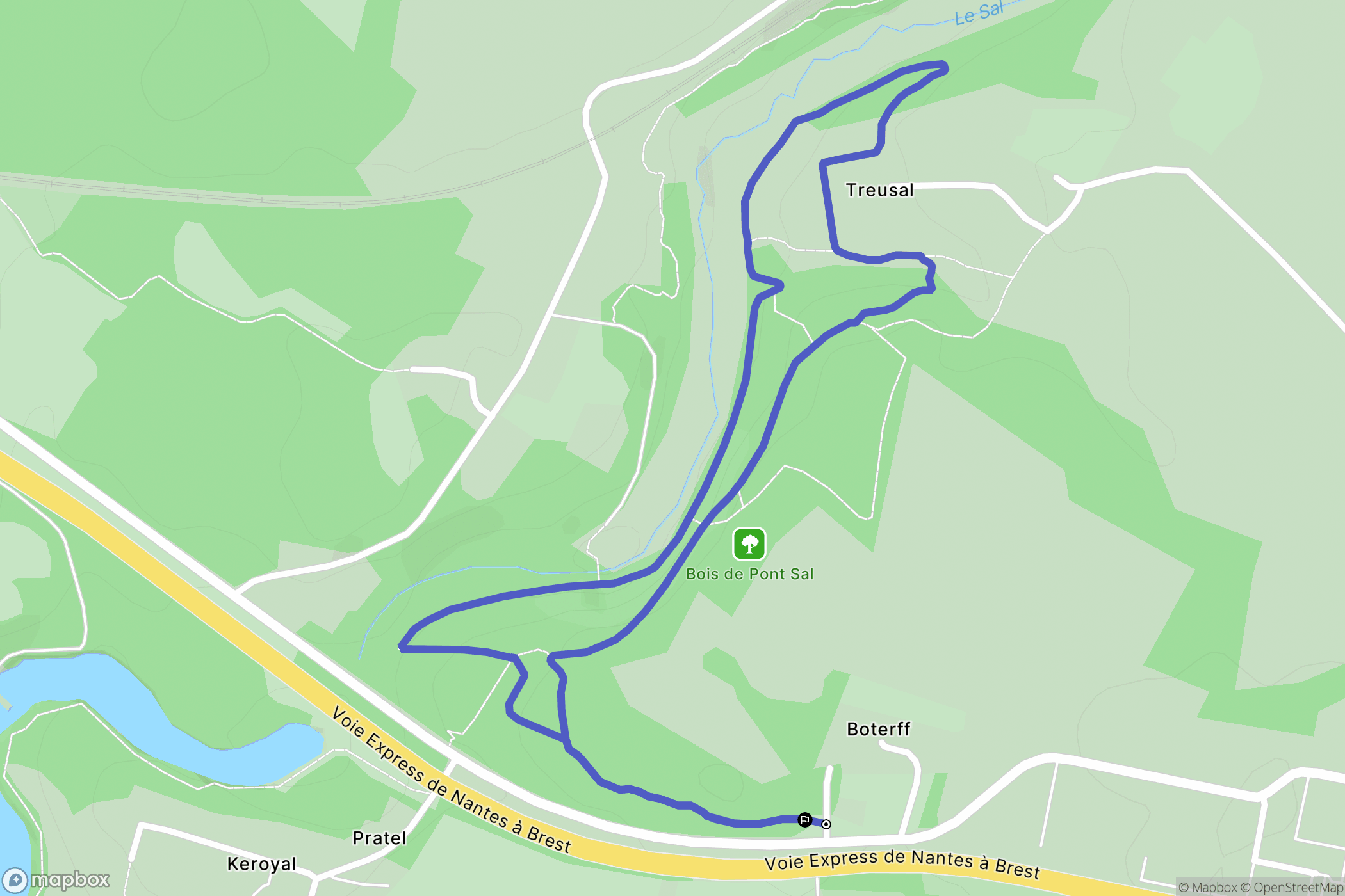 Plougoumelen : carte du parcours de randonnée - France