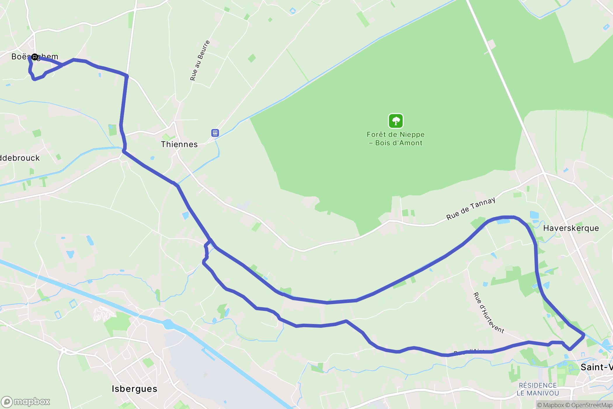 Boëseghem : carte du parcours de randonnée - France