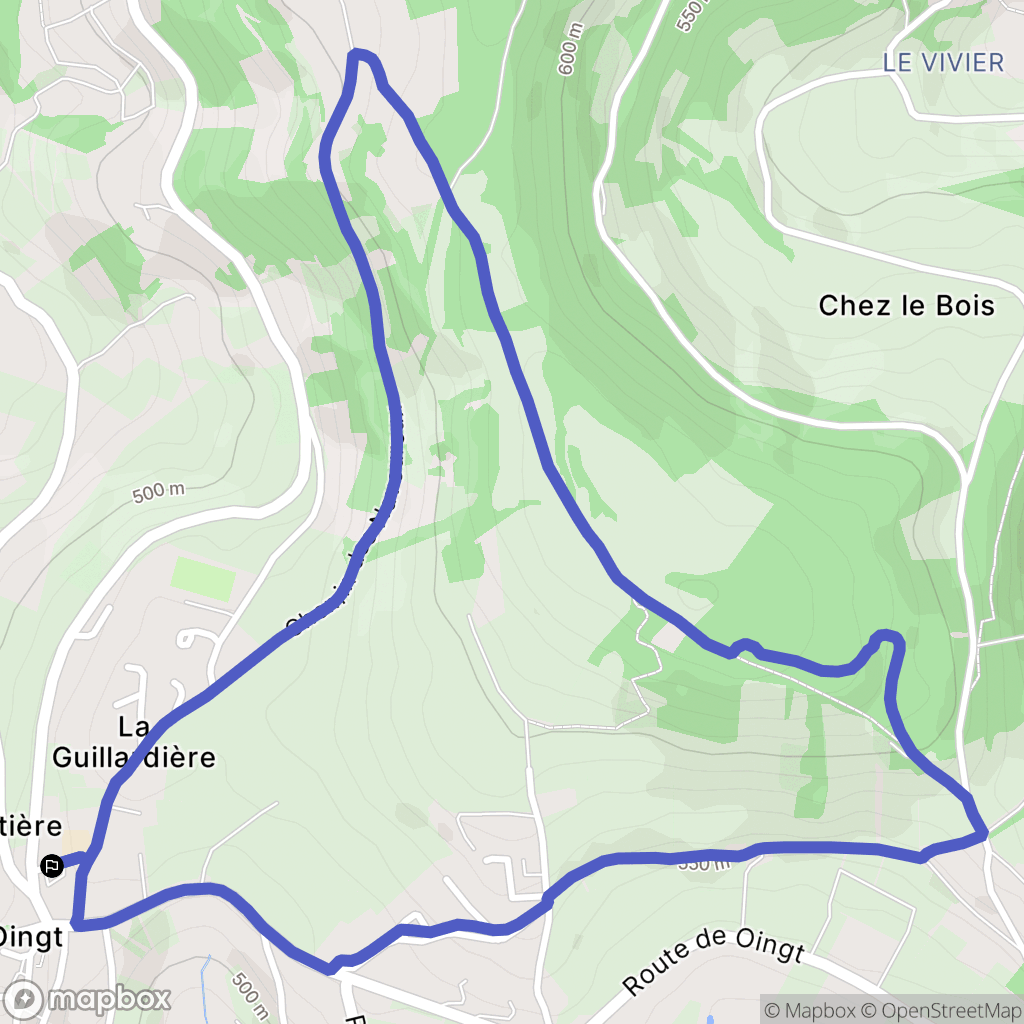 Val d'Oingt : carte du parcours de randonnée - France