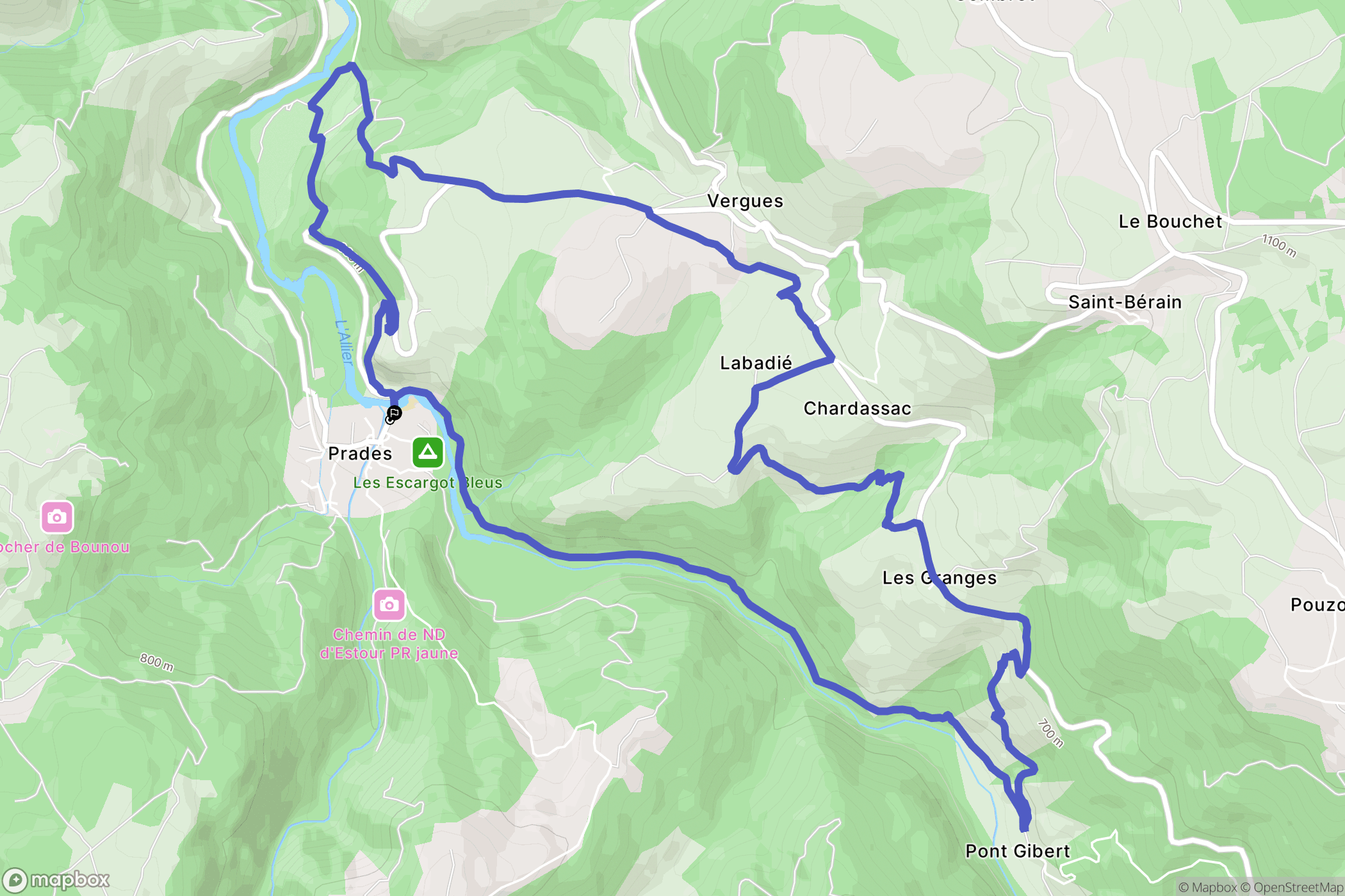 Prades : carte du parcours de randonnée - France