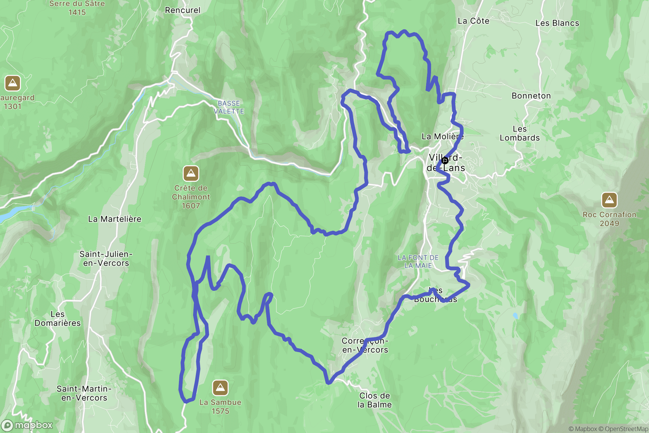 Villard-de-Lans : carte du parcours de randonnée - France