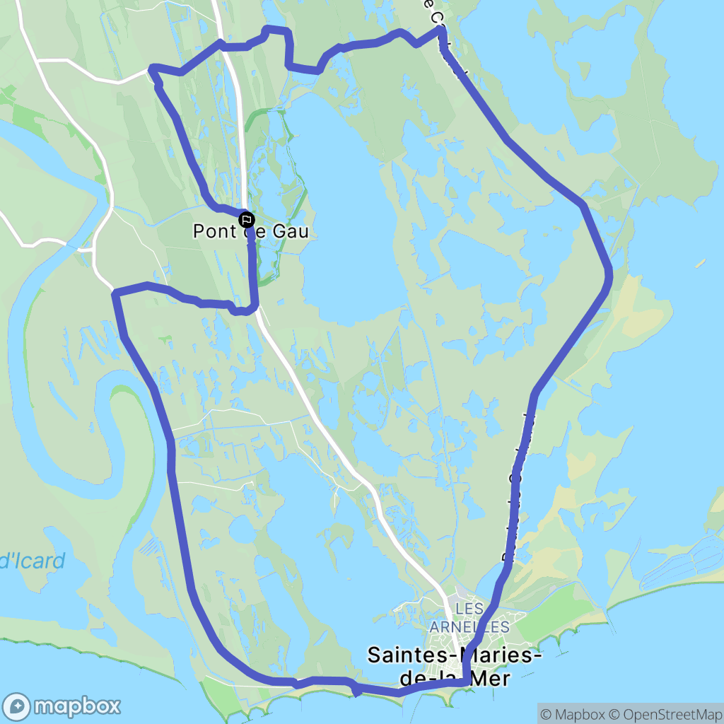 Saintes-Maries-de-la-Mer : carte du parcours de randonnée - France