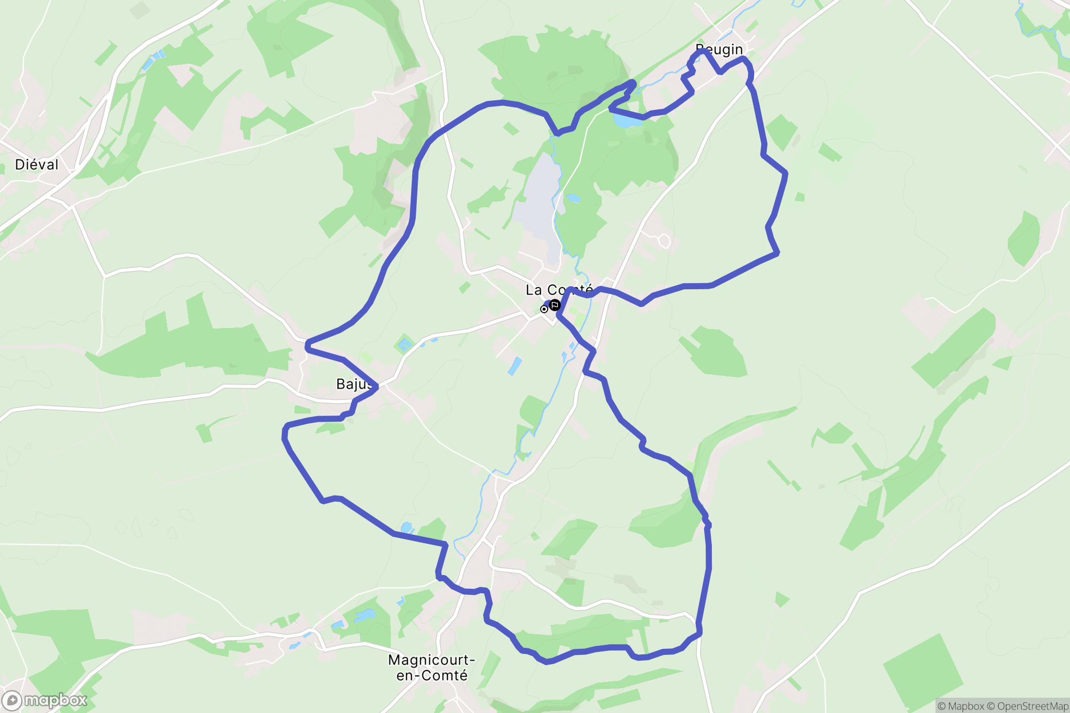 La Comté : carte du parcours de randonnée - France